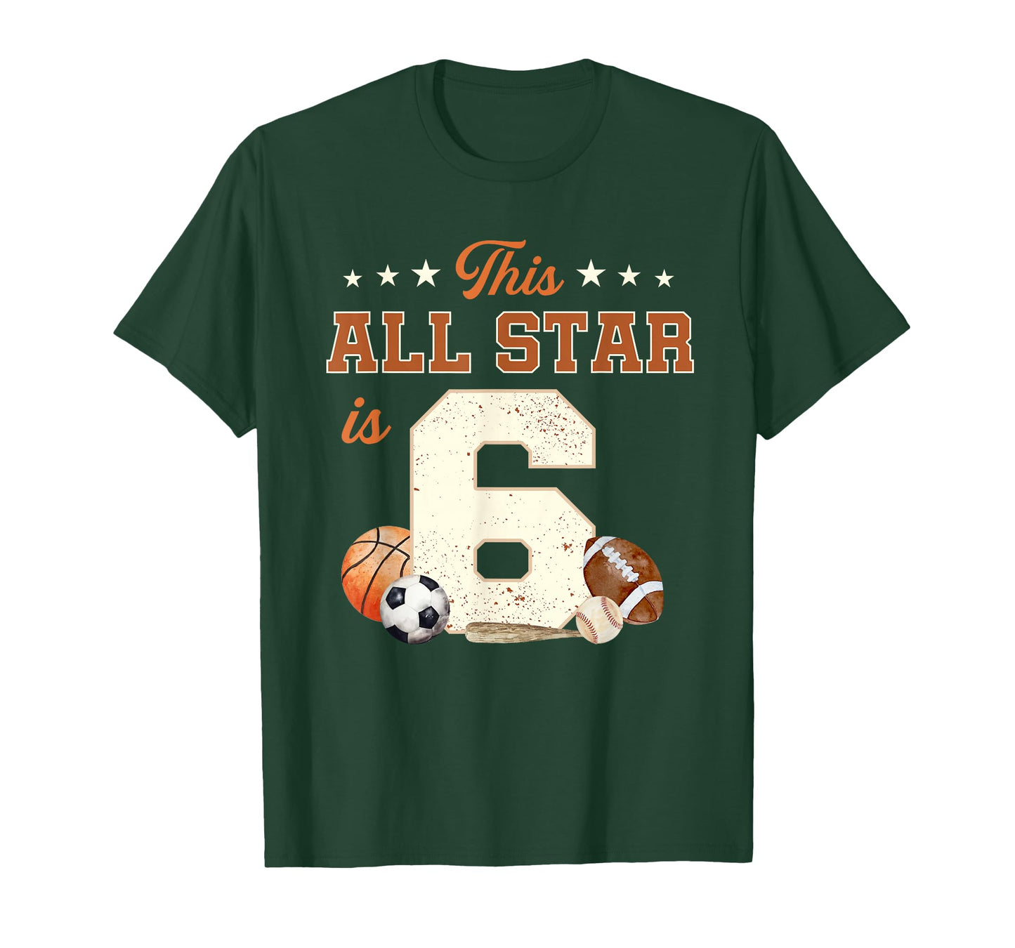 This All Star is 6 Year Old Boy 6th Birthday Sports T-Shirt