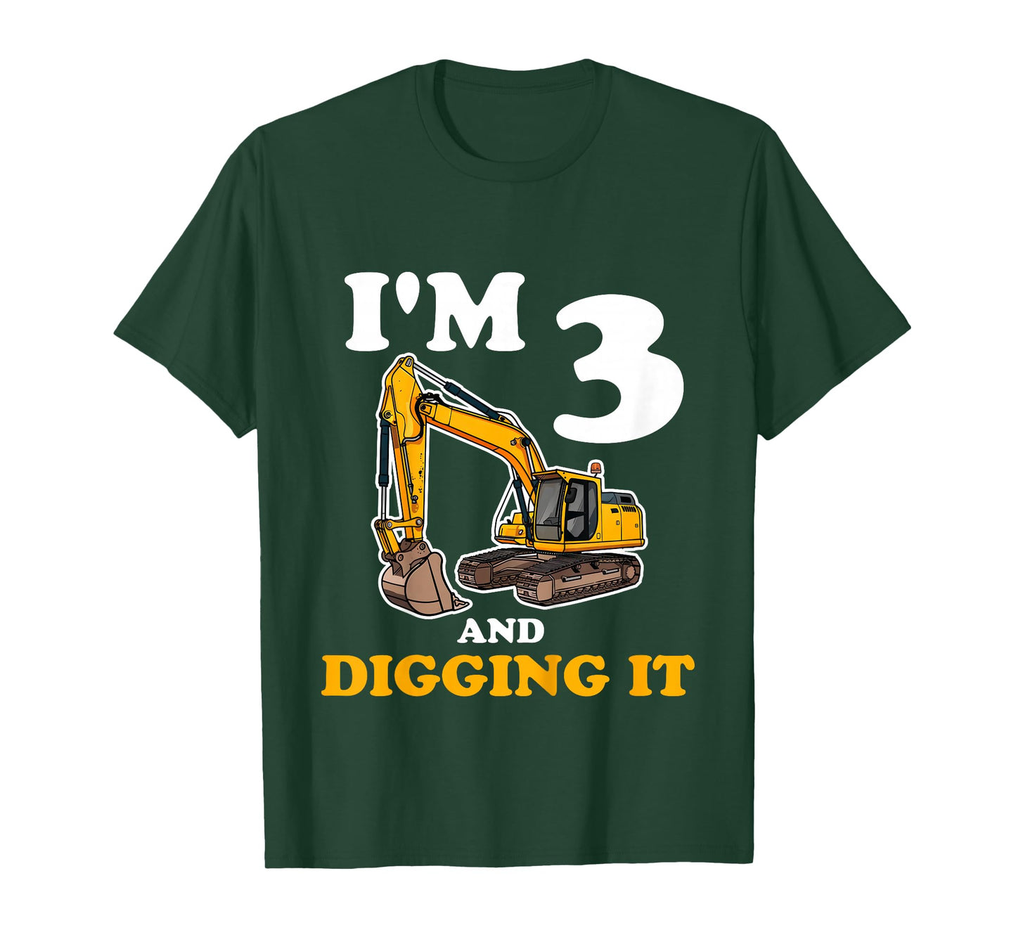 Kids Three 3yr 3rd Birthday Construction Boy 3 Years Old T-Shirt