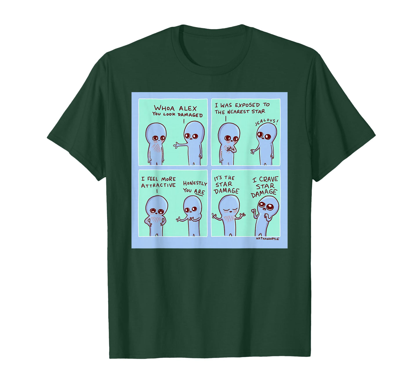 Threadless Nathan W. Pyle Strange Planet Star Damage Graphic T-Shirt
