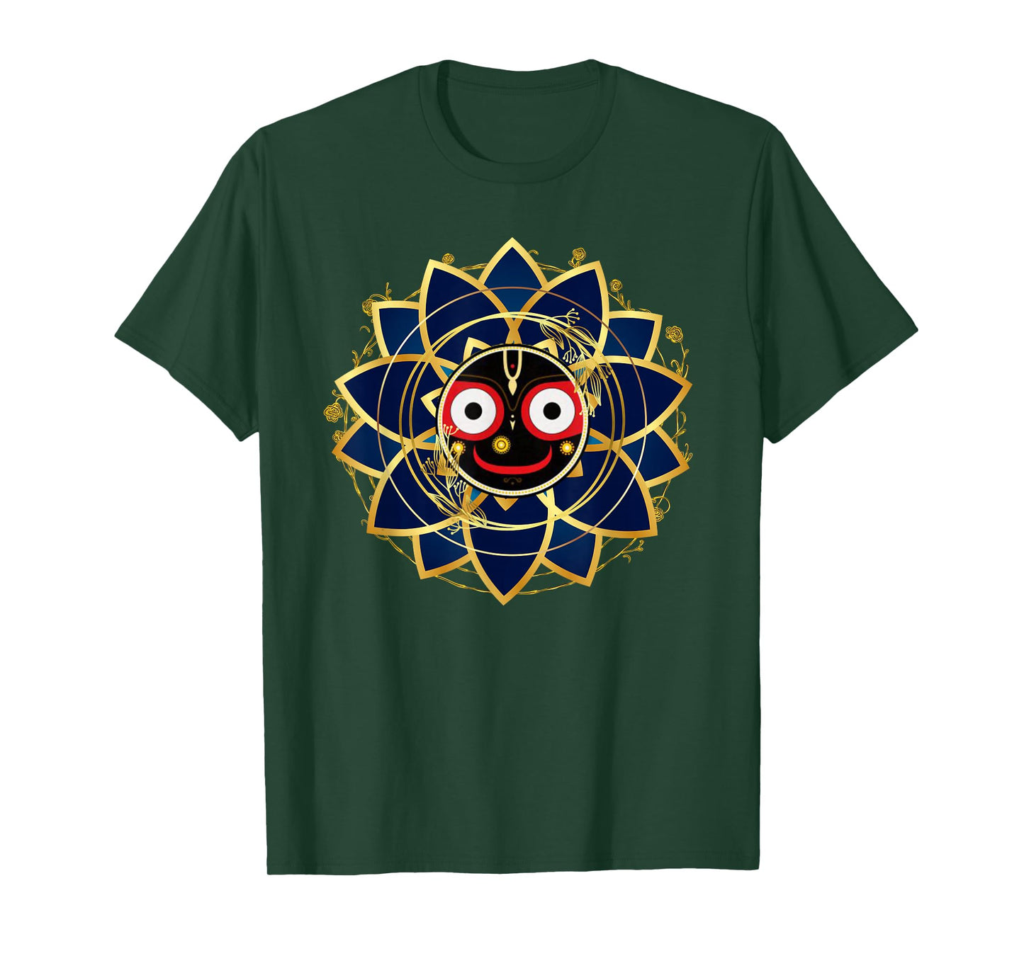 Ubika Blue and Gold Jagannath Hindu Hare Krishna T-Shirt, Small