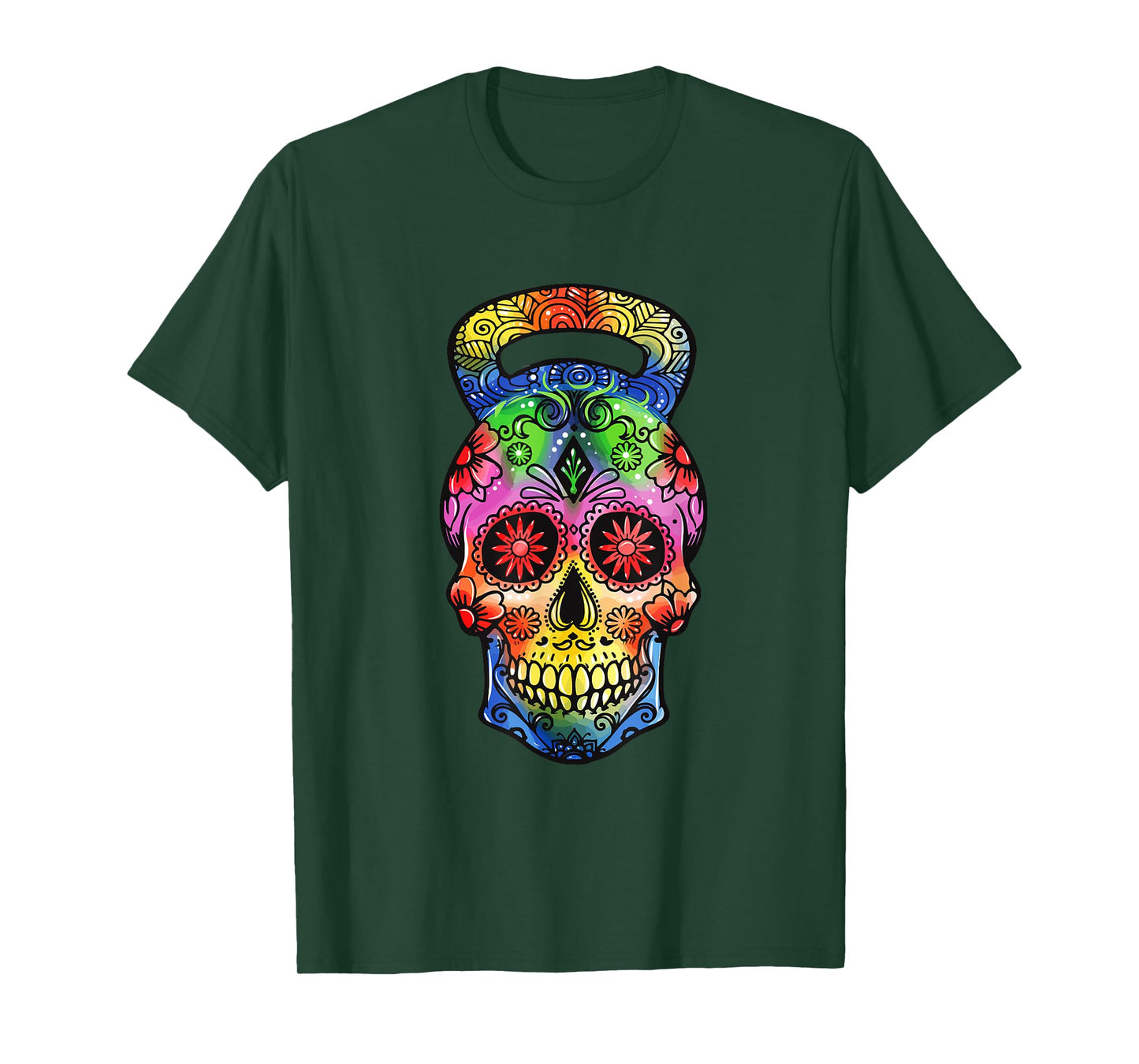 Kettlebell Sugar Skull Weight Lifting Exercise Workout T-Shirt