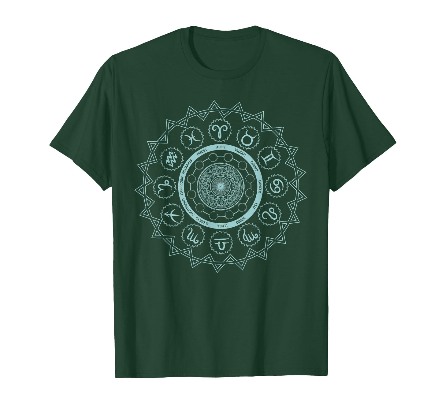 12 Horoscope Sign Zodiac Astrology Zen Spiritual Mandala T-Shirt