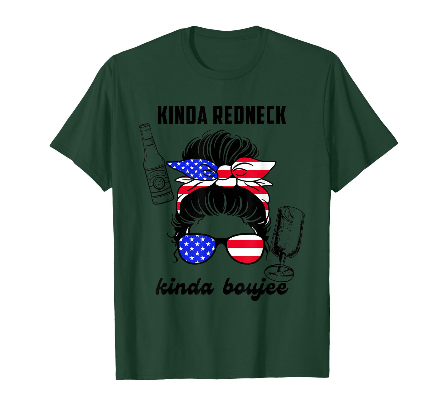 Kinda Redneck Kinda Boujee Messy Bun America Girl Design T-Shirt
