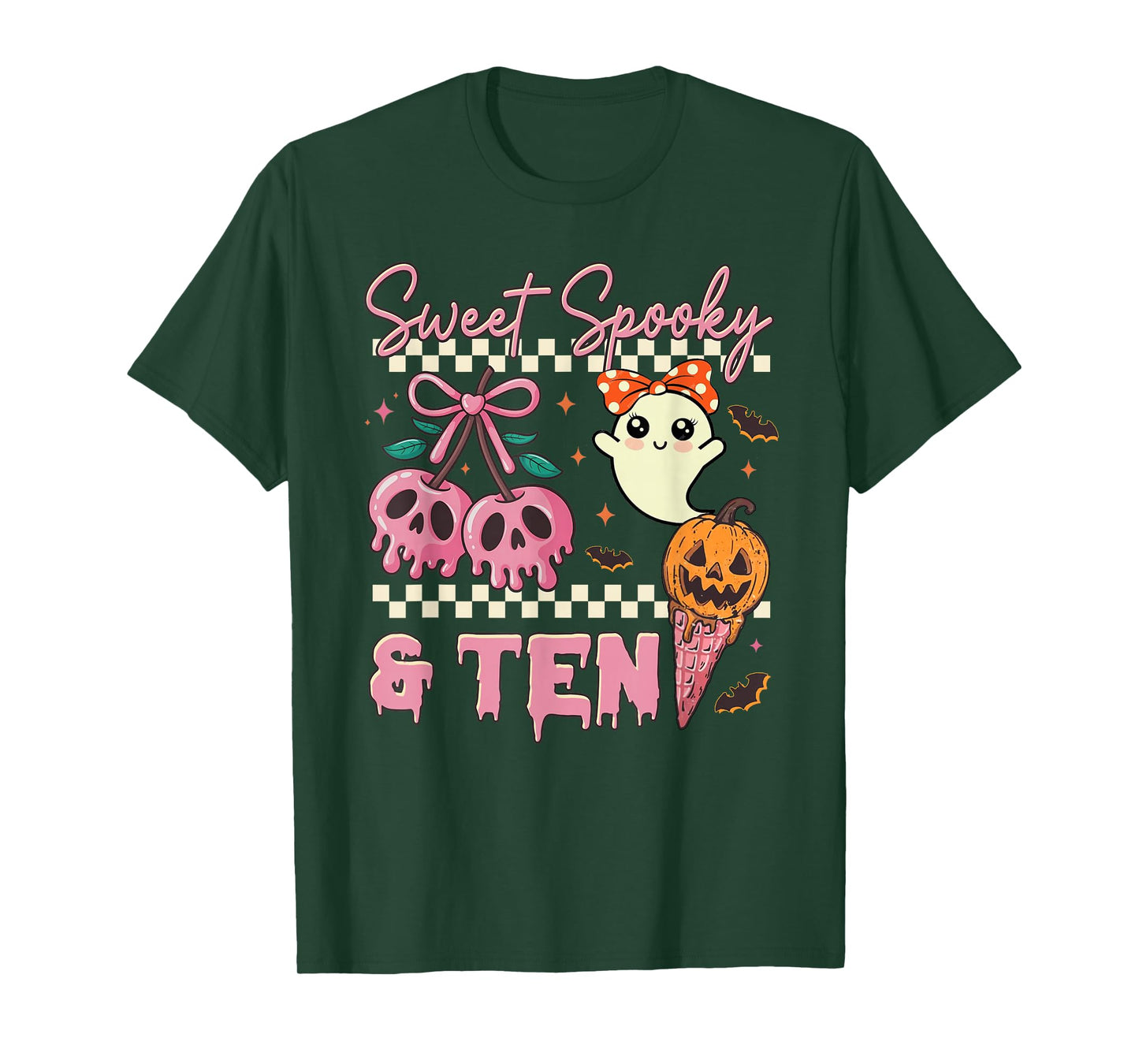 Sweet Spooky and Ten Cute Ghost 10th Birthday Halloween T-Shirt