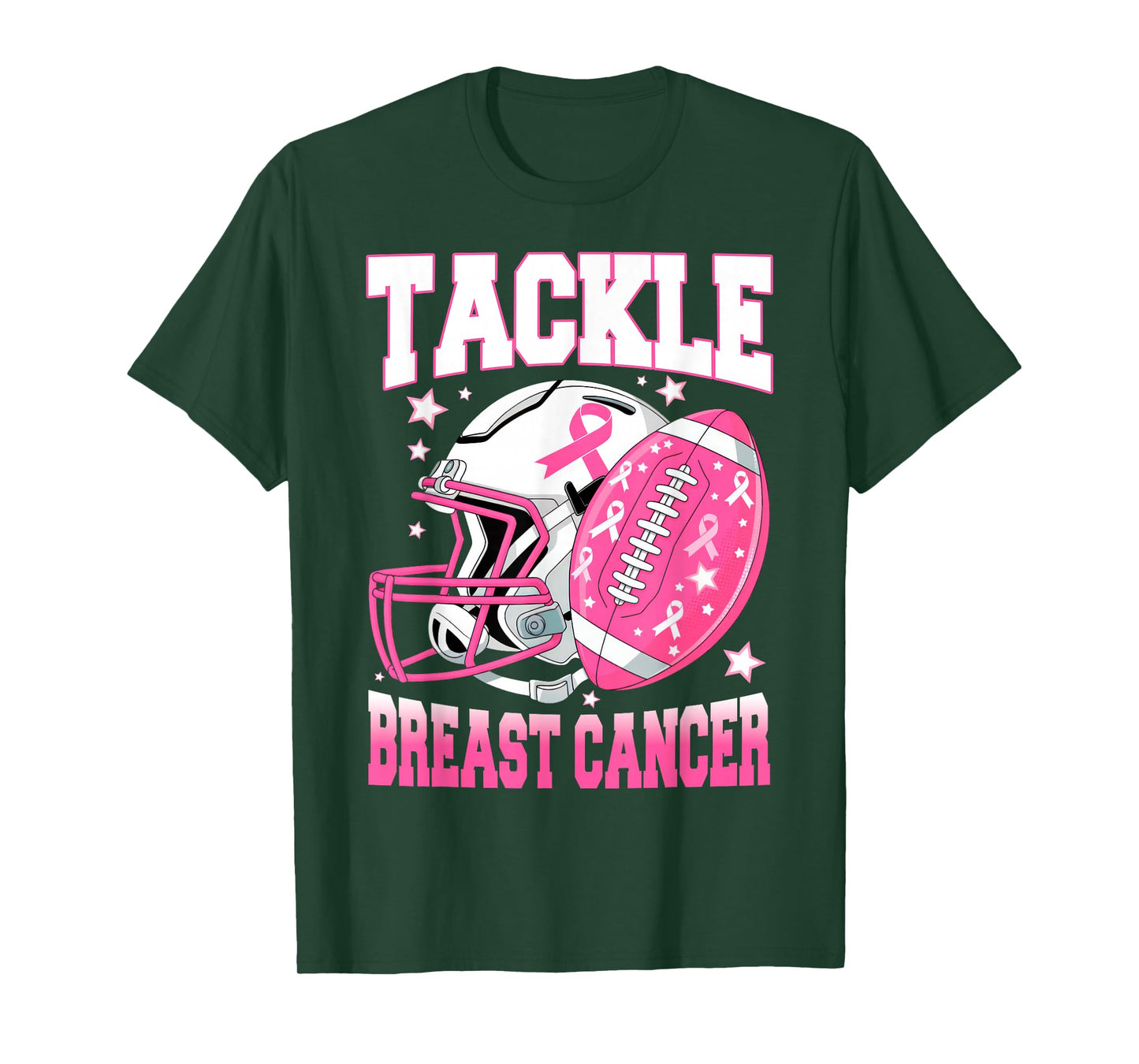 Tackle Breast Cancer Awareness American Football Pink Ribbon T-Shirt