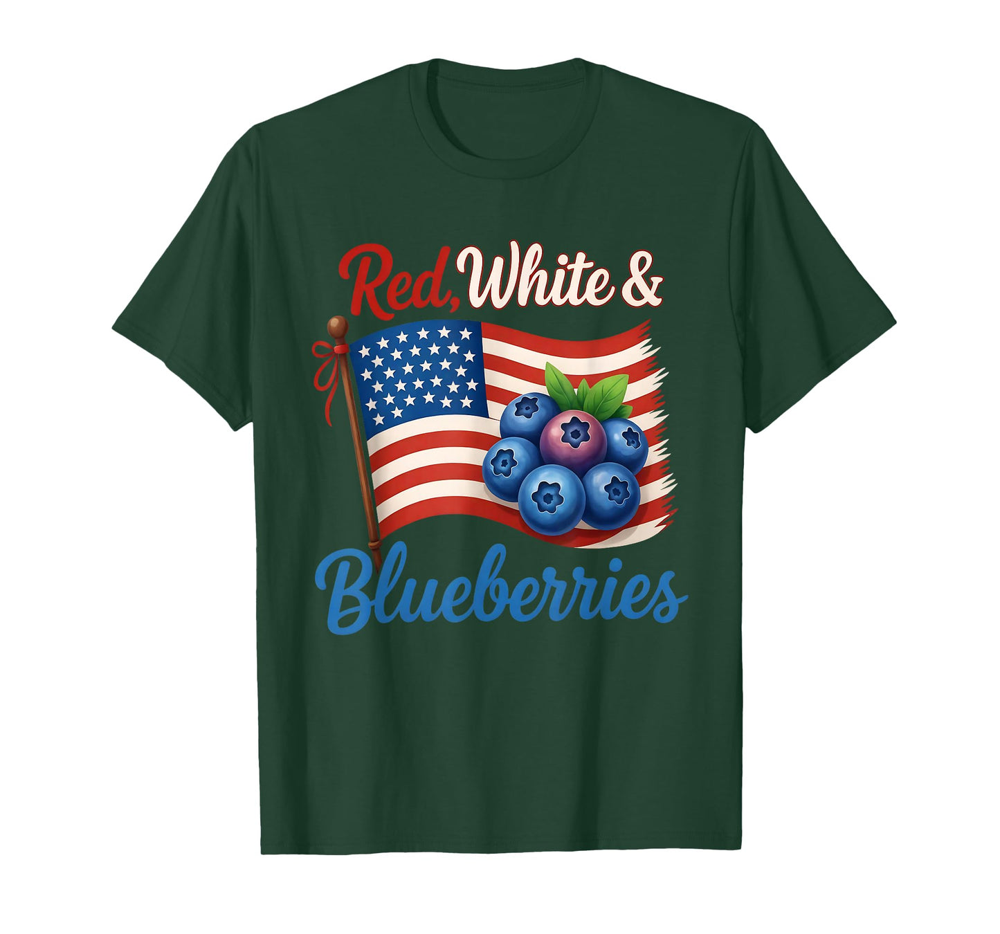 Red White Blueberries Funny Patriotic USA Flag Vintage T-Shirt