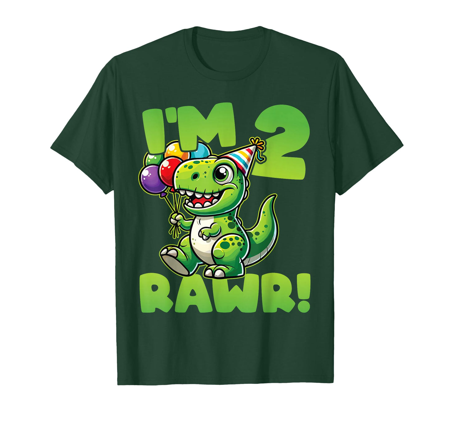 Dinosaur 2nd Birthday I'm Two Rawr Cute T-Rex Party T-Shirt