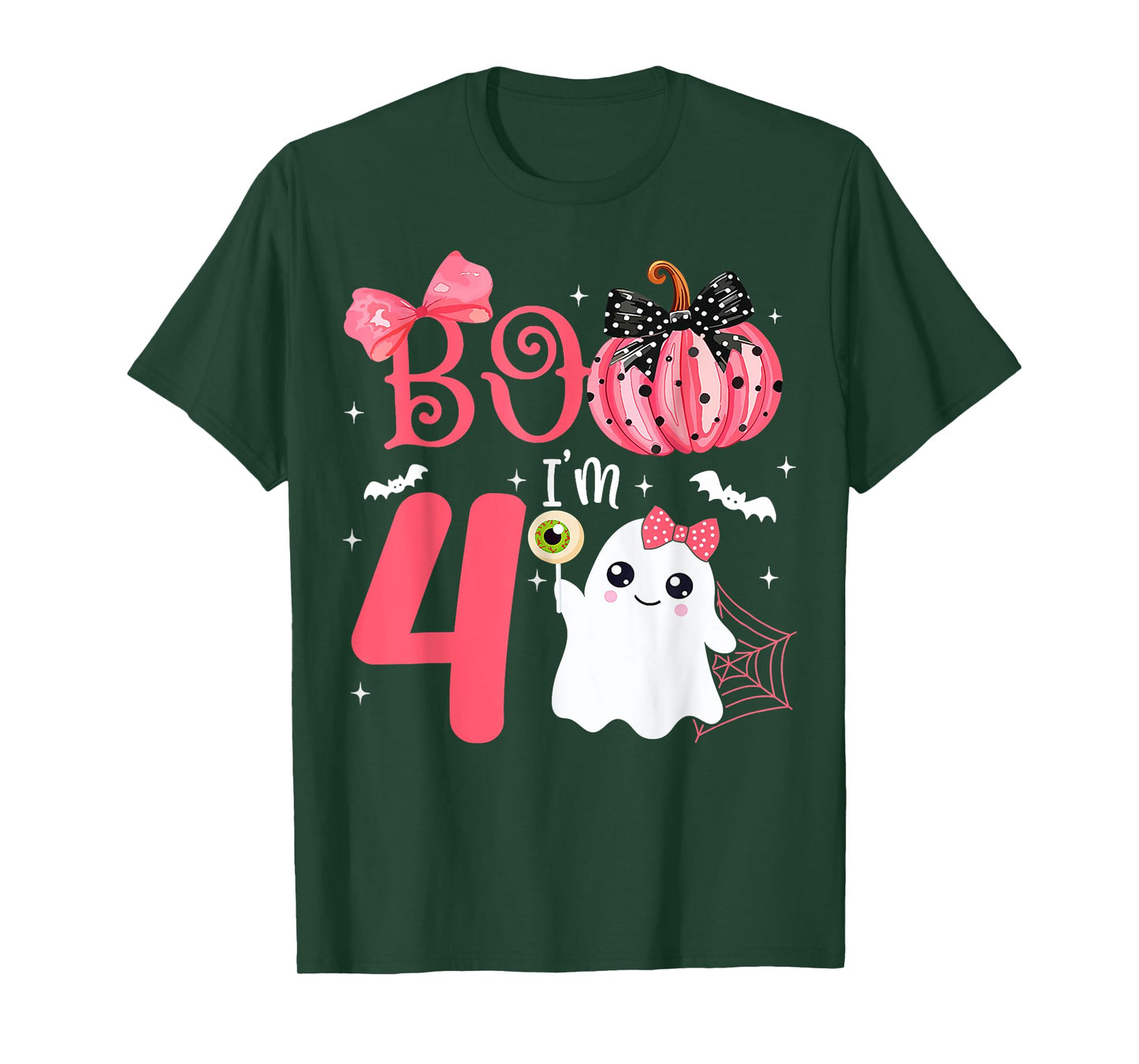 Boo I'm 4 Years Old Ghost 4rd Birthday Halloween Ghost Girls T-Shirt
