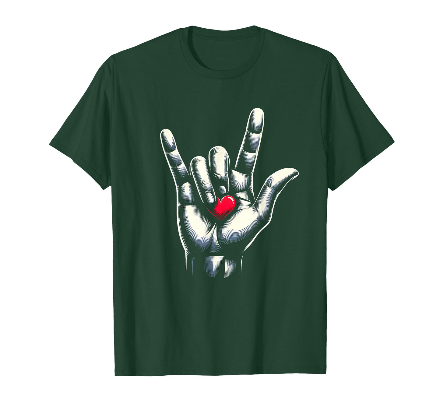 ASL I Love You Hand Sign Language Heart Valentines Day T-Shirt