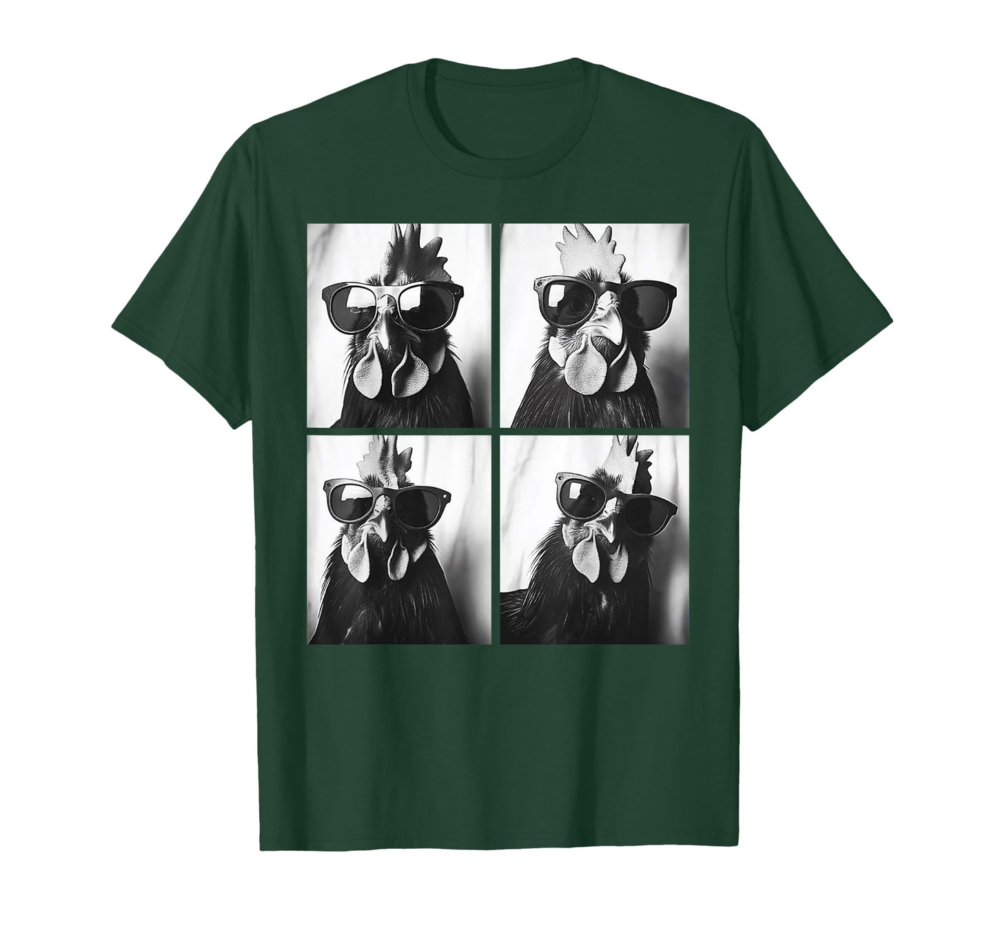 Rooster Wearing Sunglasses Photobooth Selfie Farm Chicken T-Shirt