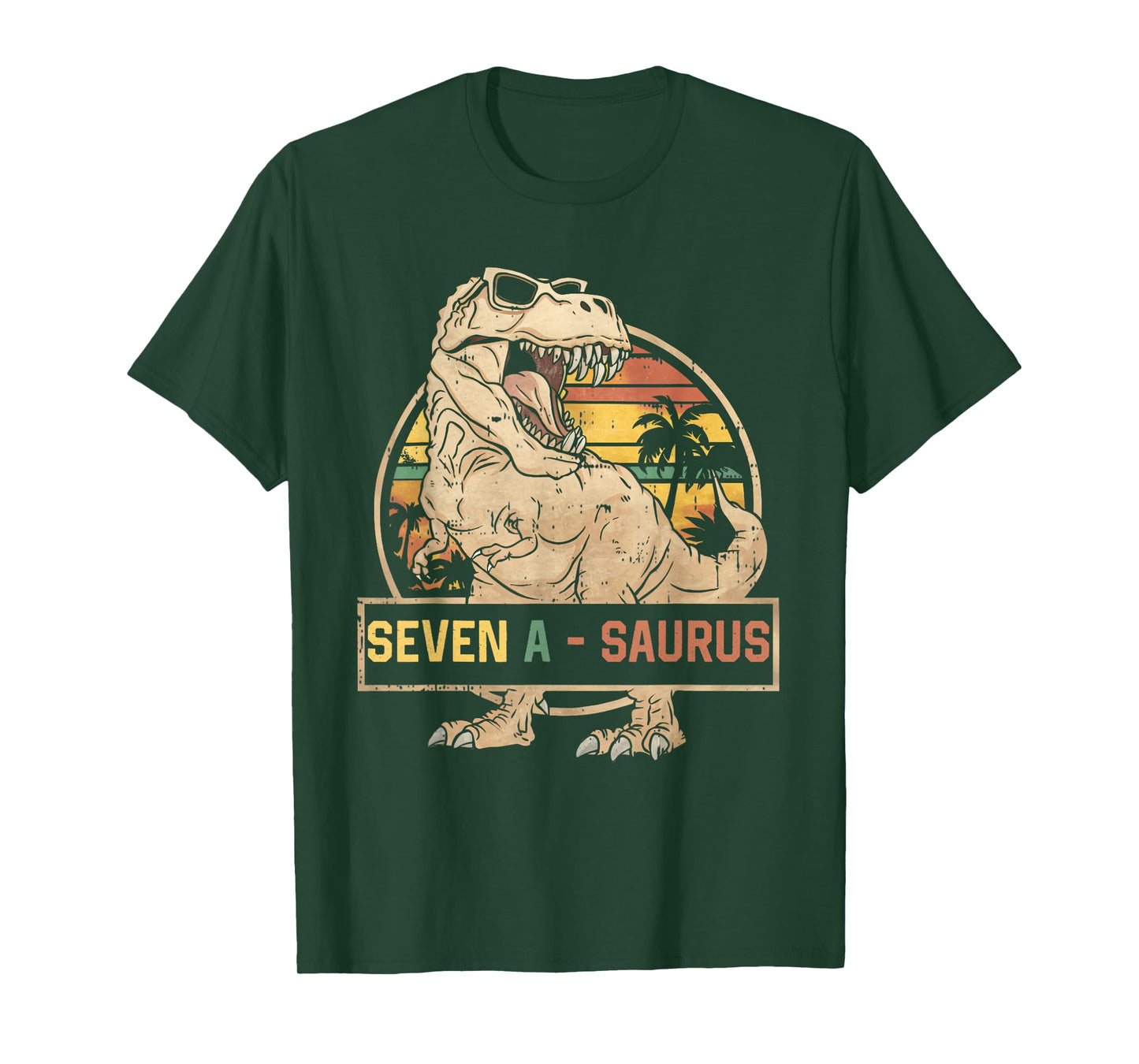 Seven a Saurus Birthday T Rex 7 Year Old Dino 7th Dinosaur T-Shirt