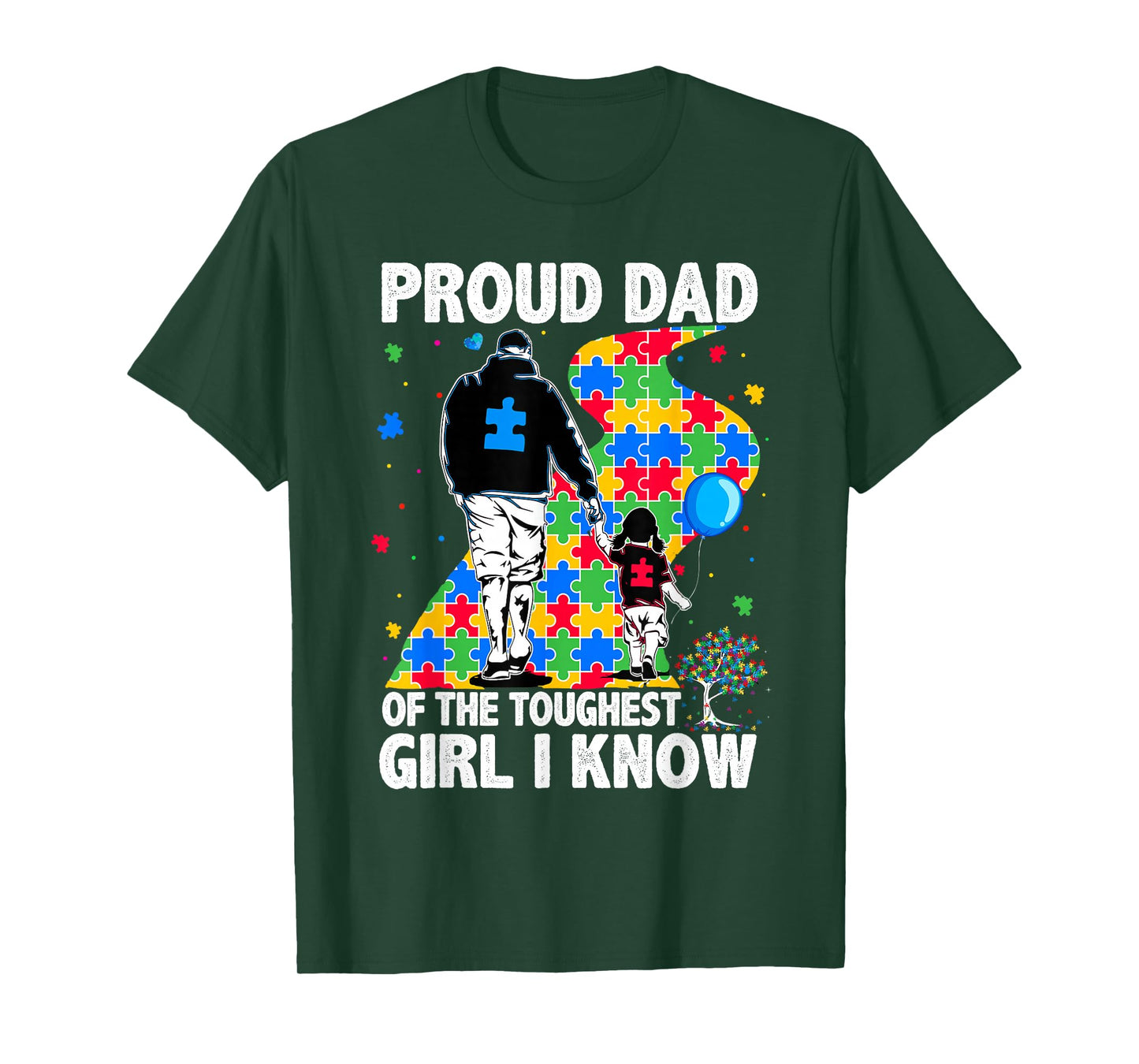 Proud Dad Of The Toughest Girl Dad Men Kids Autism Awareness T-Shirt