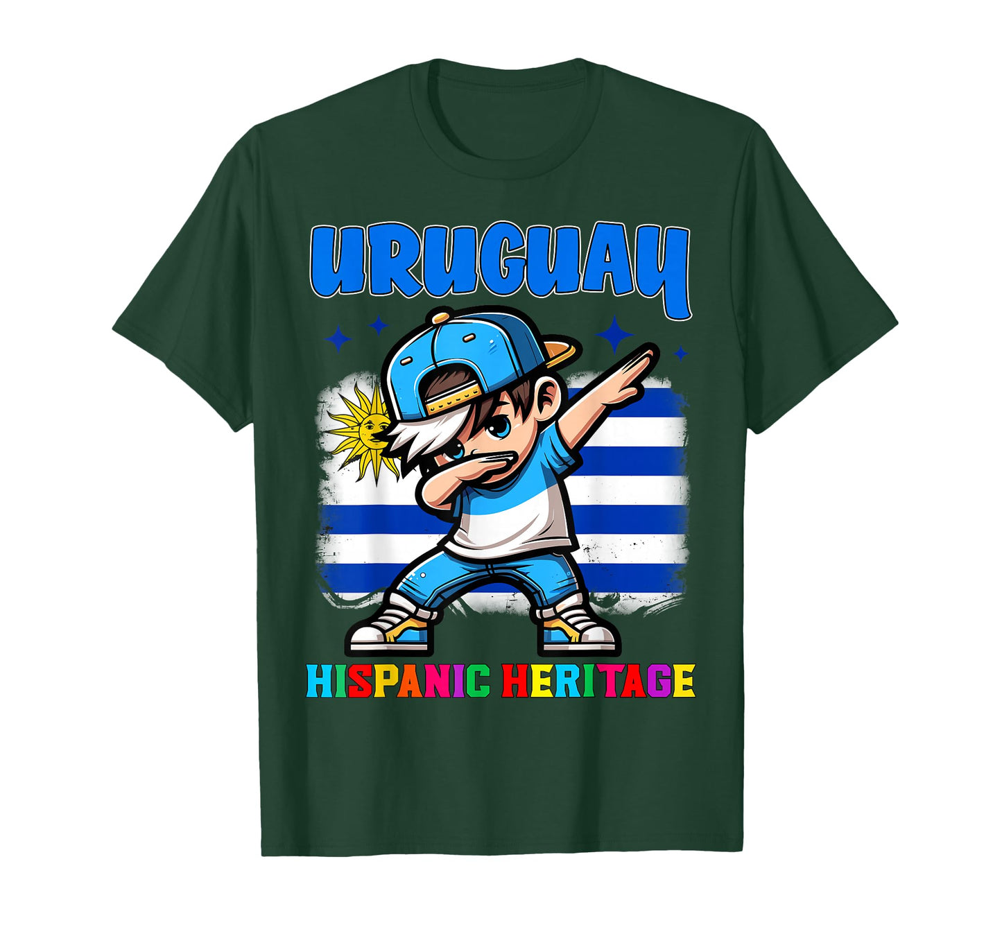 Uruguay Dabbing Kid Hispanic Heritage Celebration for Kids T-Shirt