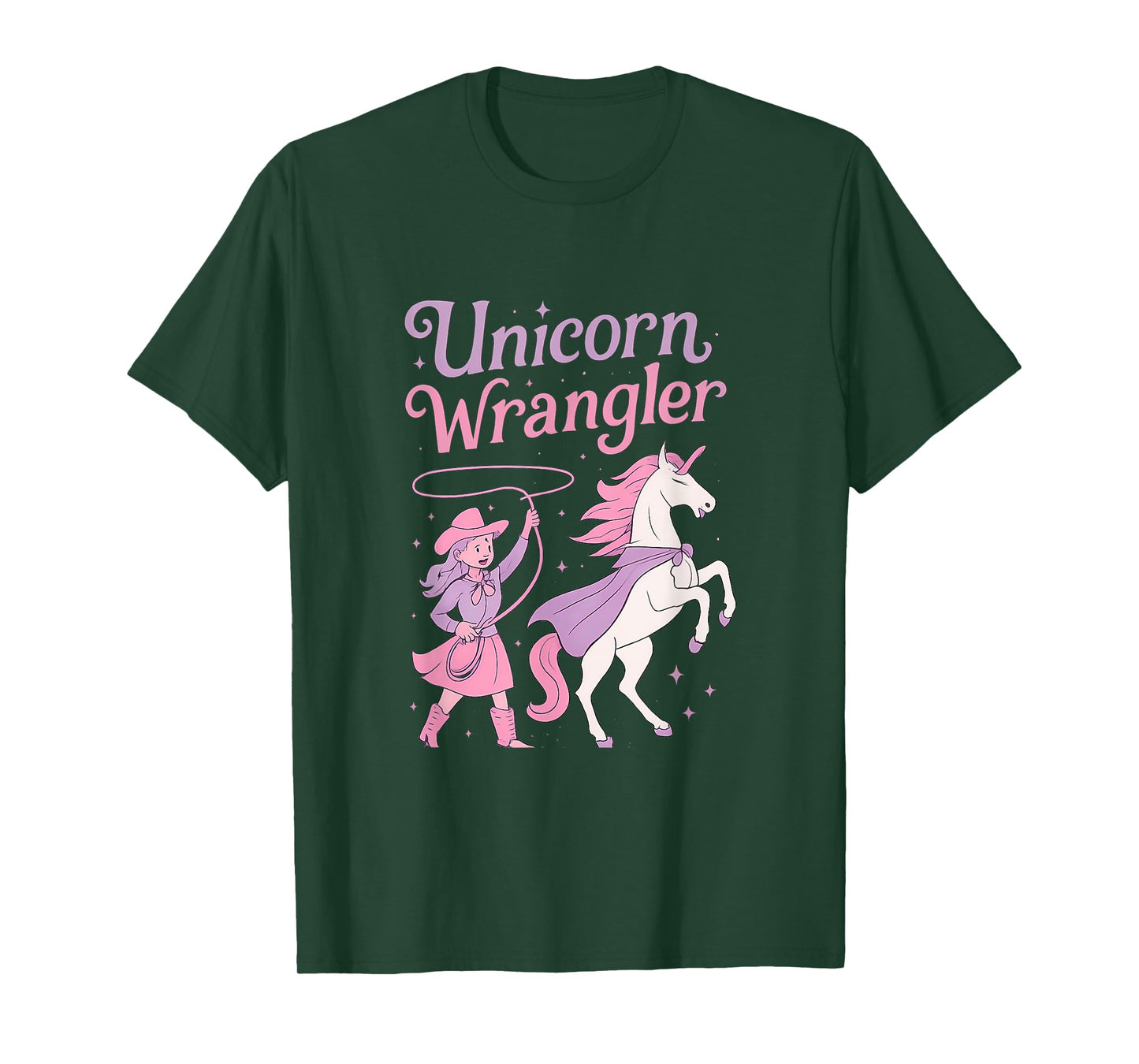 Unicorn Wrangler Cowgirl Magical Western Fantasy Art T-Shirt