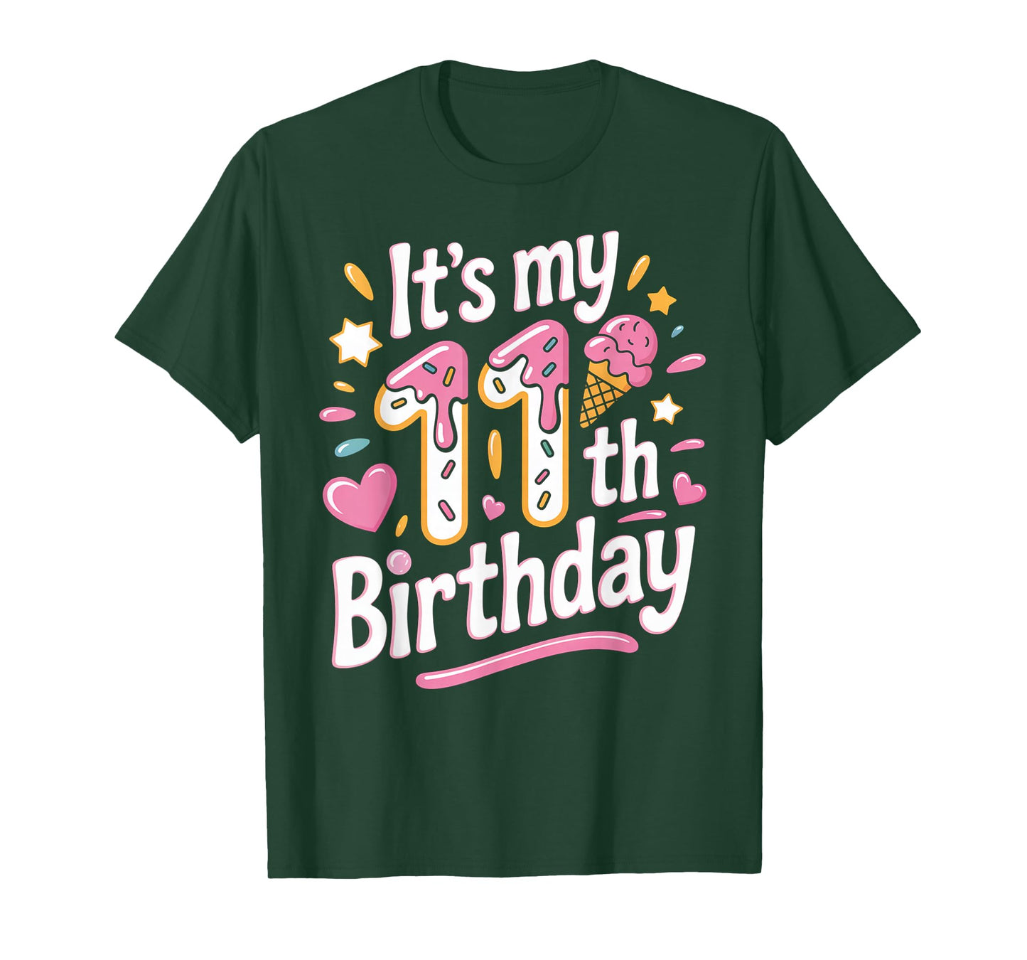 Ice Cream 11th Birthday For Girls 11 Year Old Birthday T-Shirt