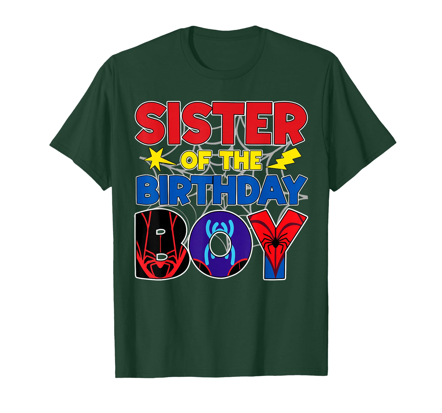 Sister Of The Birthday Boy Matching Spider Family Birthday T-Shirt