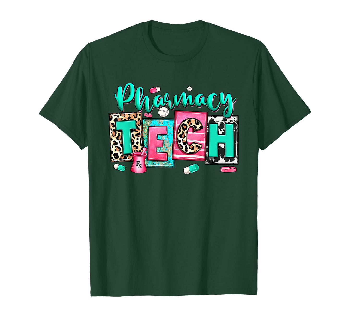 Women Pharmacy Tech Leopard Medical Pharmacy Technician Life T-Shirt
