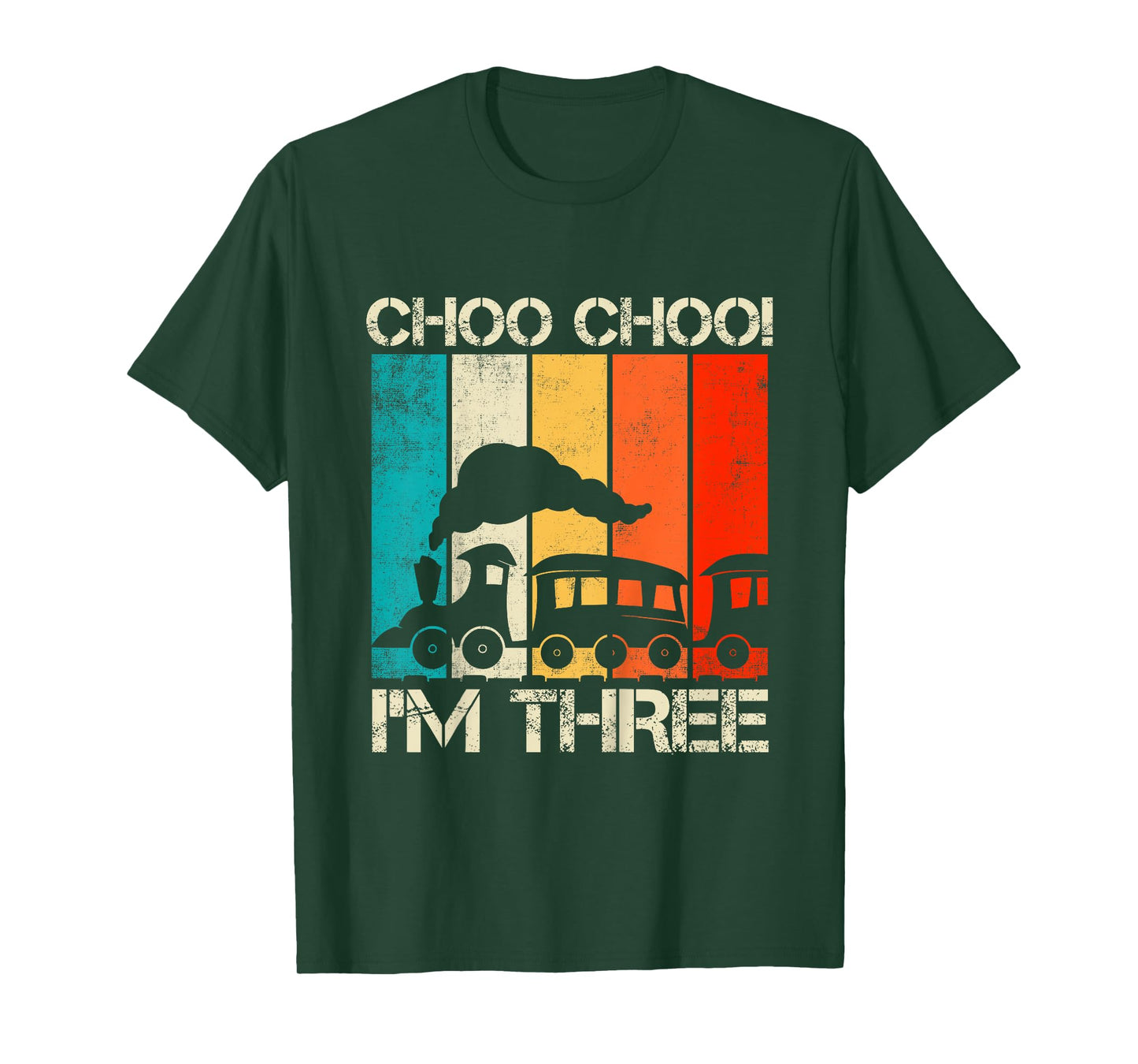 Kids Choo Choo Im Three Locomotive Train Boy 3rd Birthday Trains T-Shirt