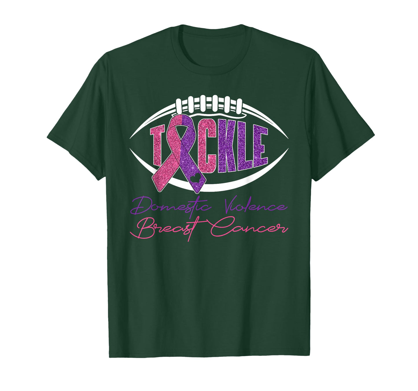 Tackle Domestic Violence & Breast Cancer Awareness Football T-Shirt