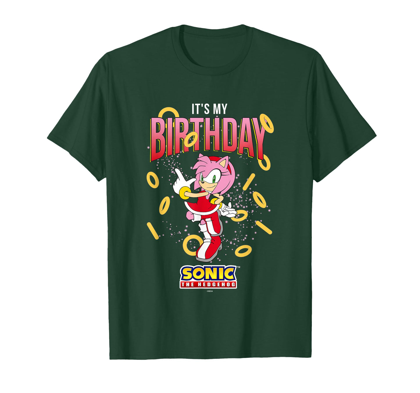 Sonic The Hedgehog Birthday It's My Birthday Amy Rose Rings T-Shirt