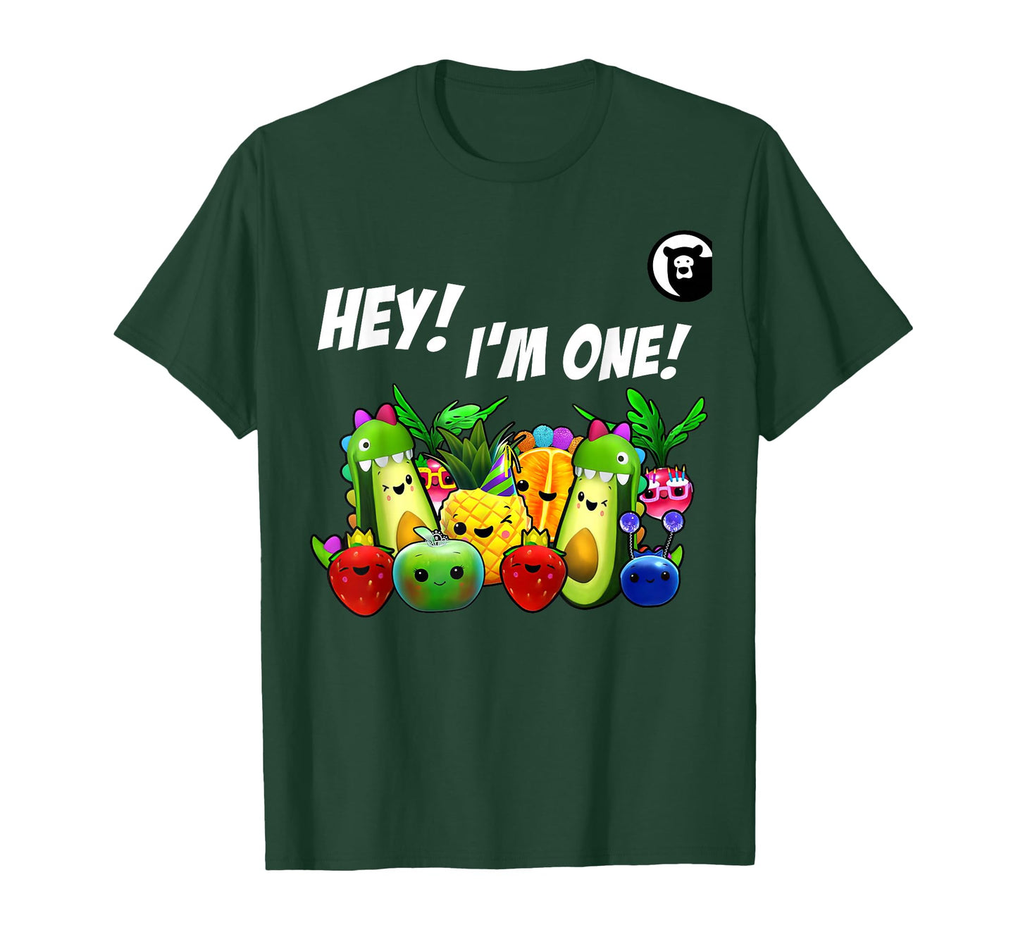 Hey I'm One Birthday Boy Funny Fruit Birthday Hey Bear T-Shirt