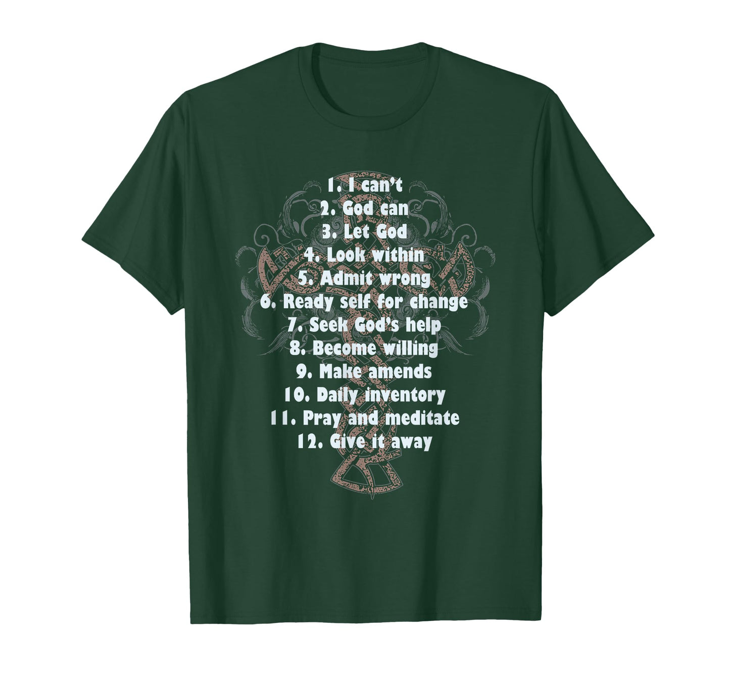 philosophy Celebrate Recovery Christian Cross 12 Step Guide Tee T-Shirt - Unisex, Black, Small, Short Sleeve, Classic Fit, Cotton 90% Polyester 10%