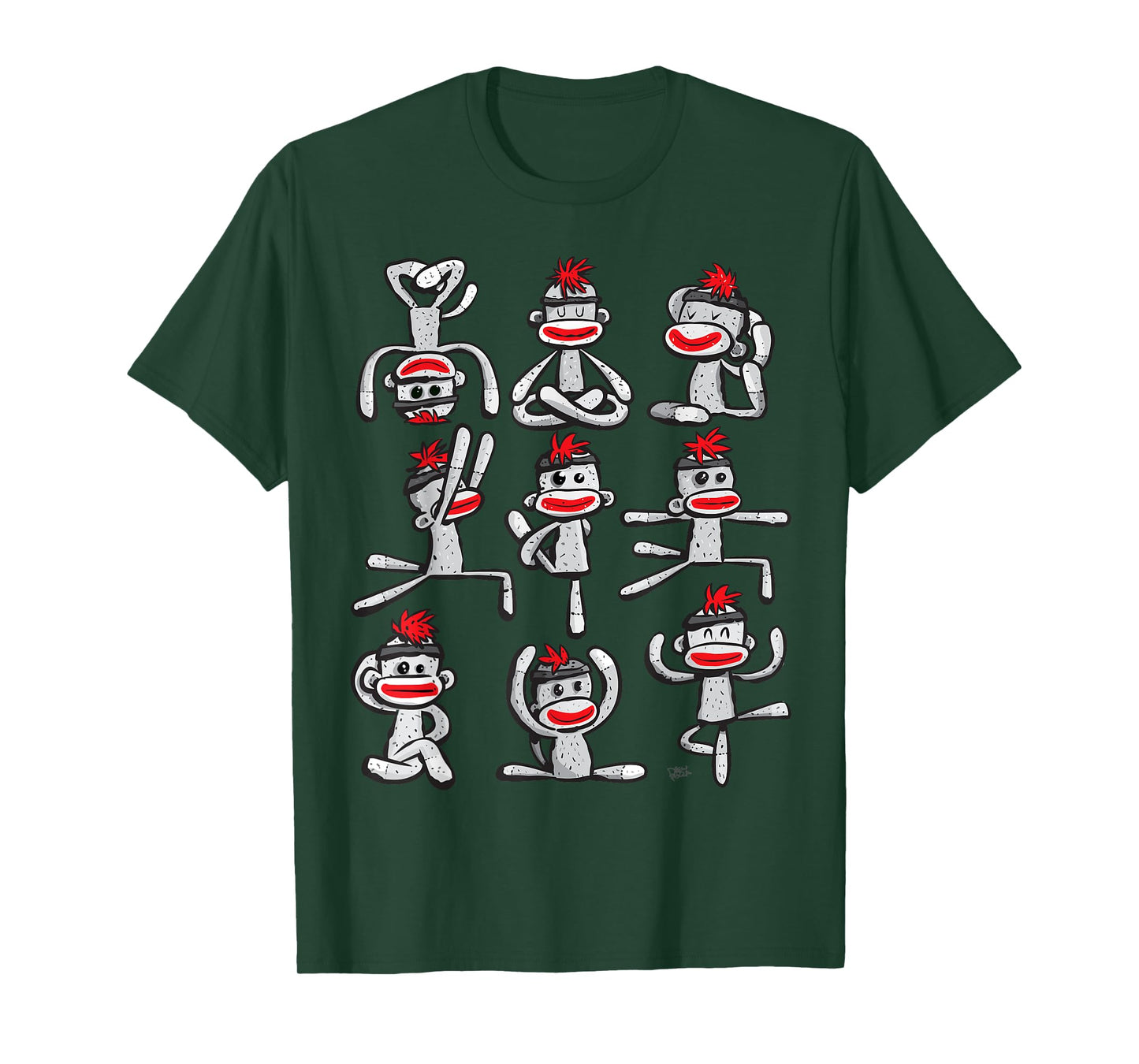 Yoga Pose Womens Asana Sock Monkey Cute Wellness T-Shirt