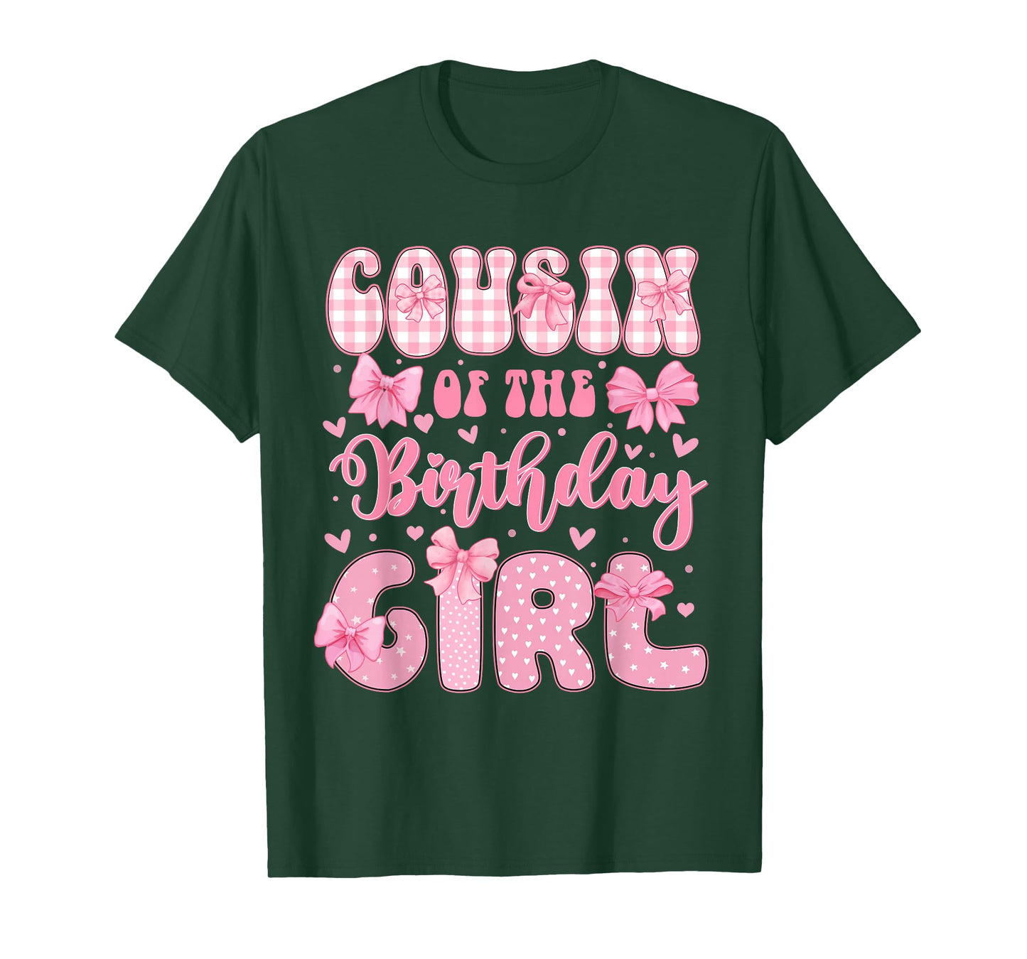 Cousin Of The Birthday Girl Family Pink Coquette Bow Bday T-Shirt