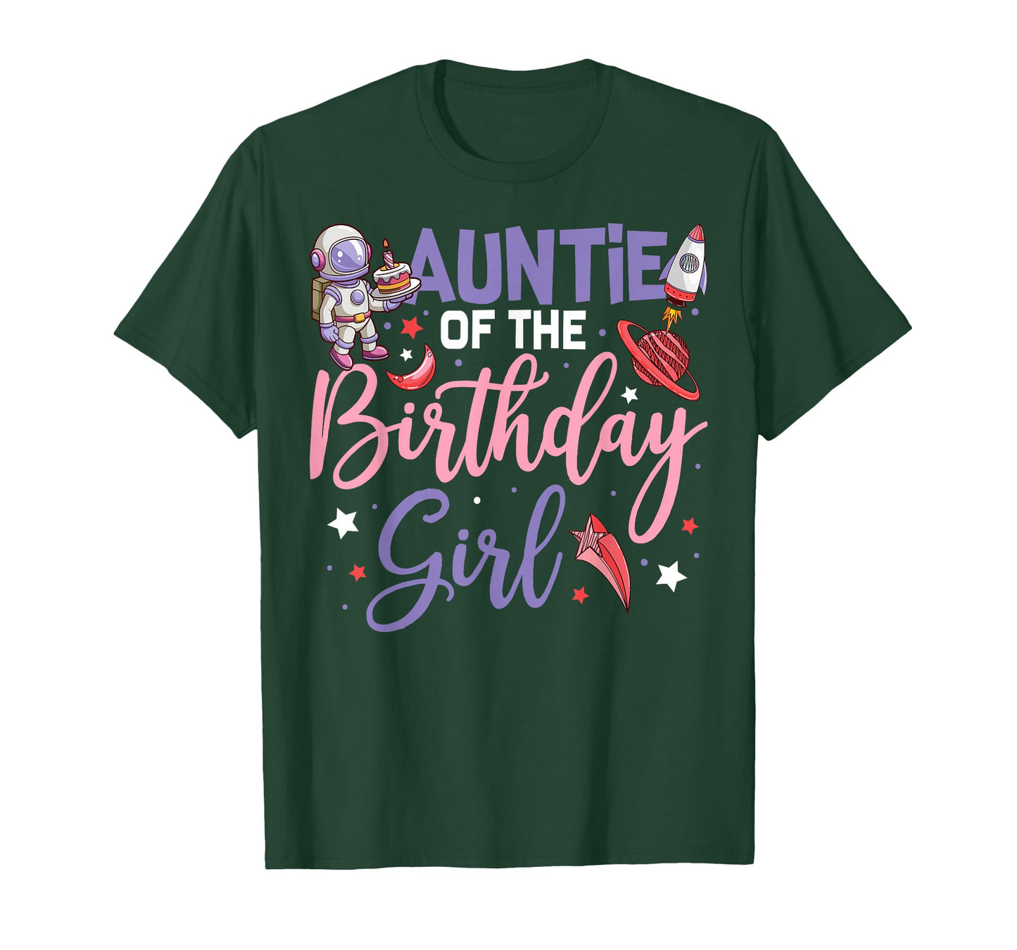 Two The Moon Auntie Of the Birthday Girl Astronaut Family T-Shirt