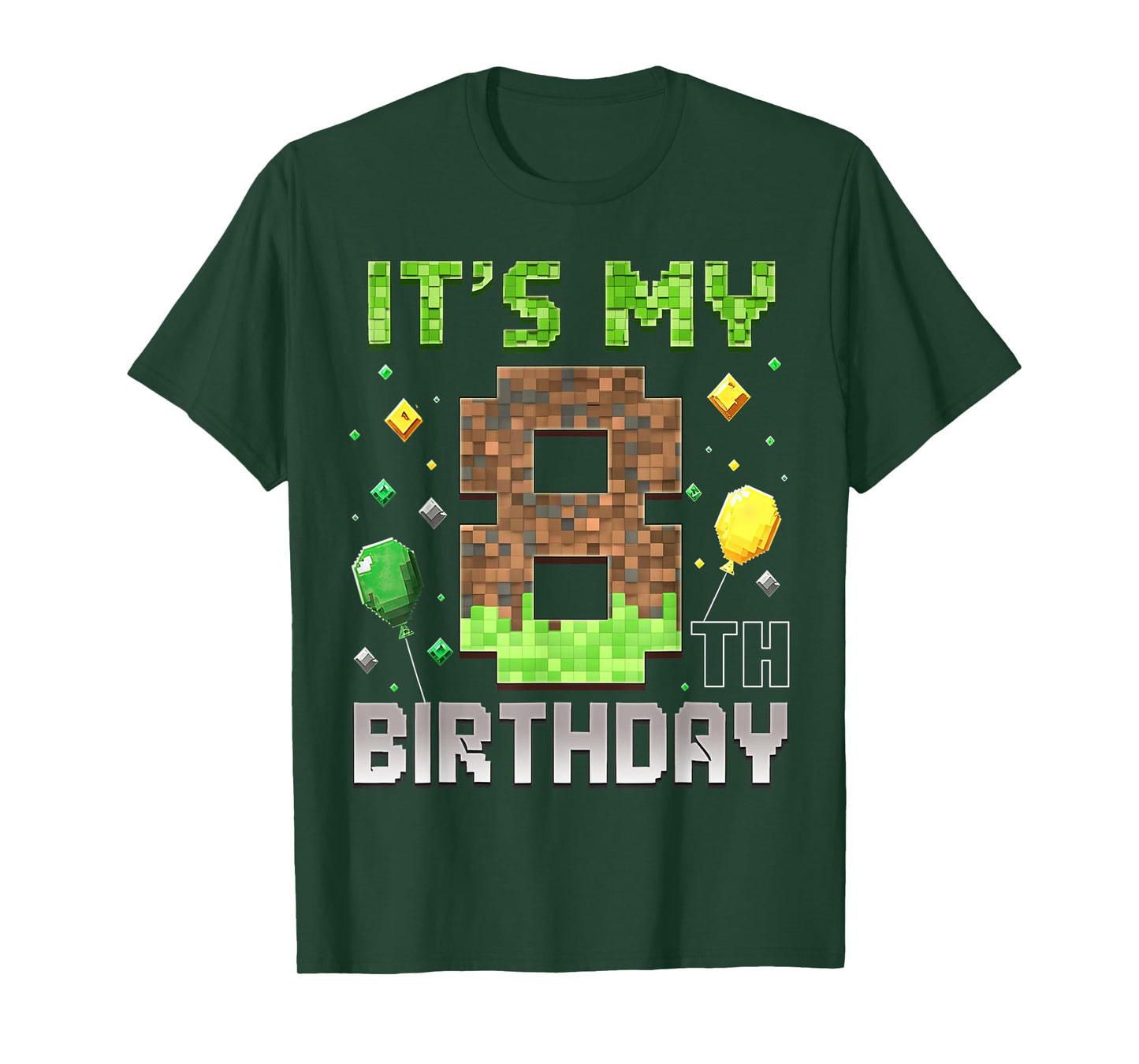 Kids 8th Birthday Gamer Pixel 8 Years Old Video Game Party T-Shirt