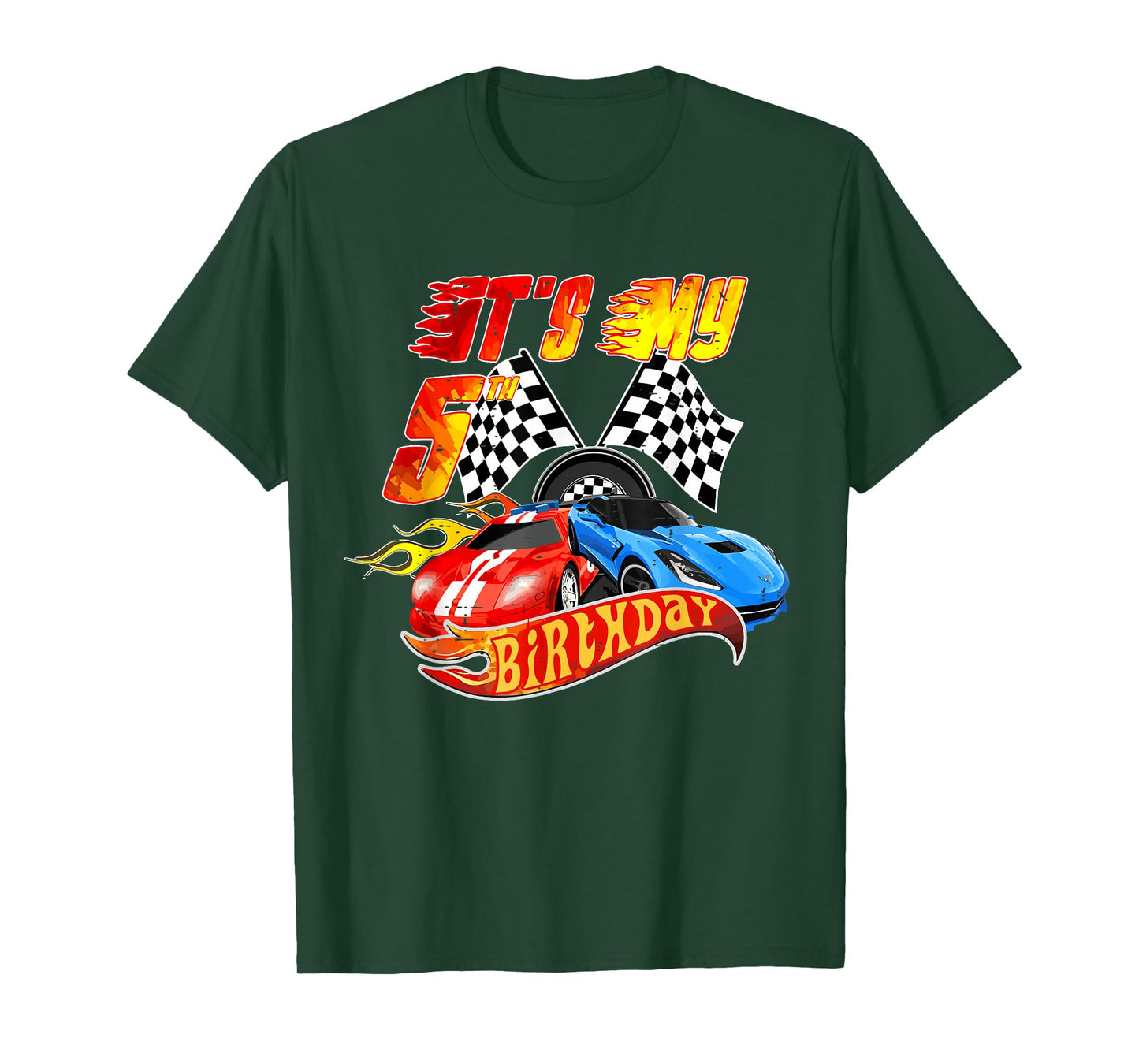 It's My 5th Birthday Kid 5 Year Old Race Car Birthday Racing T-Shirt