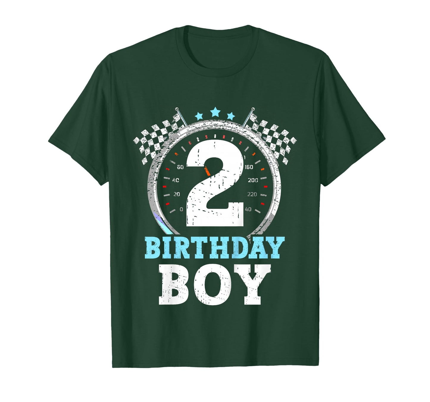 Kids 2nd Birthday Boy 2 Second Race Car Birthday Racing Car Flag T-Shirt