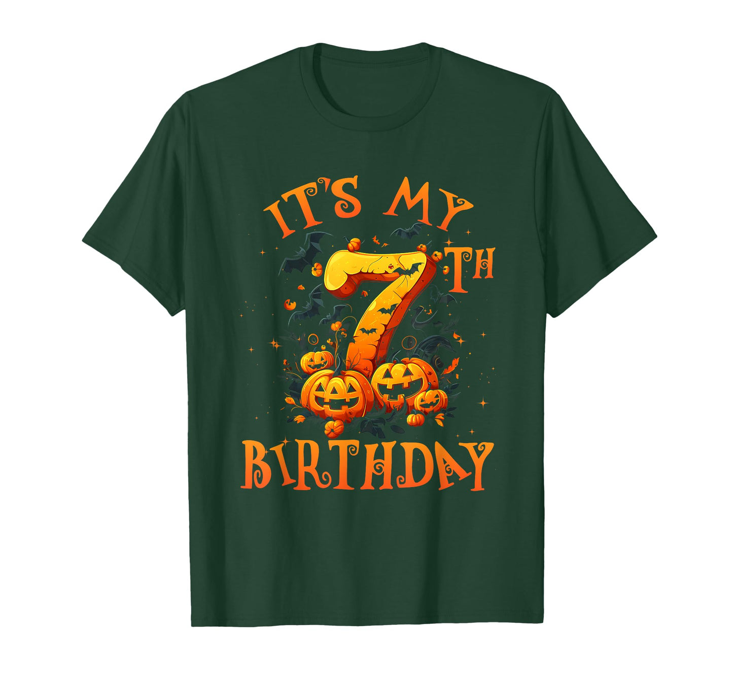 Boo It's My 7th Birthday Halloween Pumpkin 7 Years Old T-Shirt