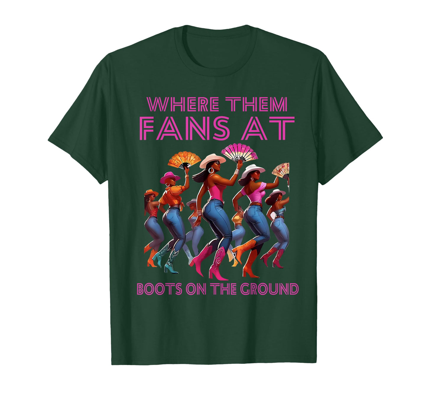 Where Them Fans At Funny Boots On The Ground Linedance Girls T-Shirt