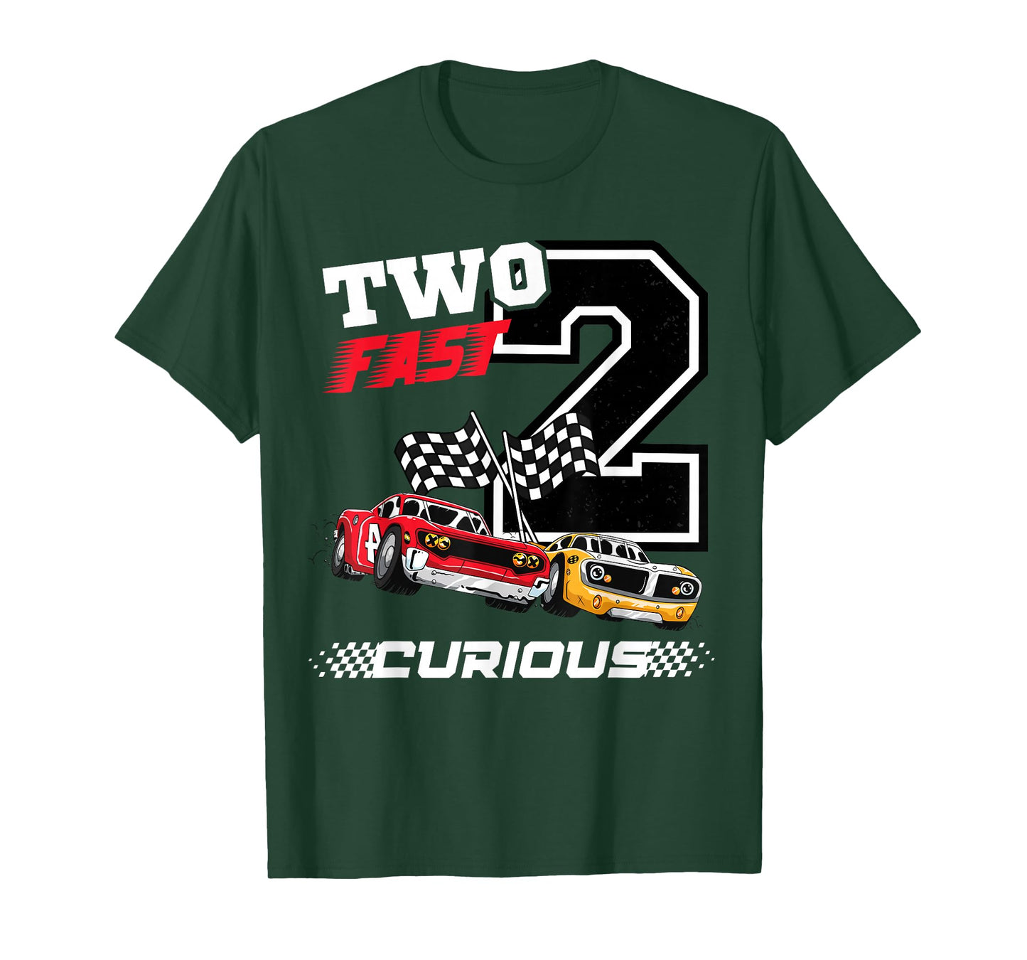 Kids Two Fast 2 Curious racing car 2nd Birthday boy gifts T-Shirt
