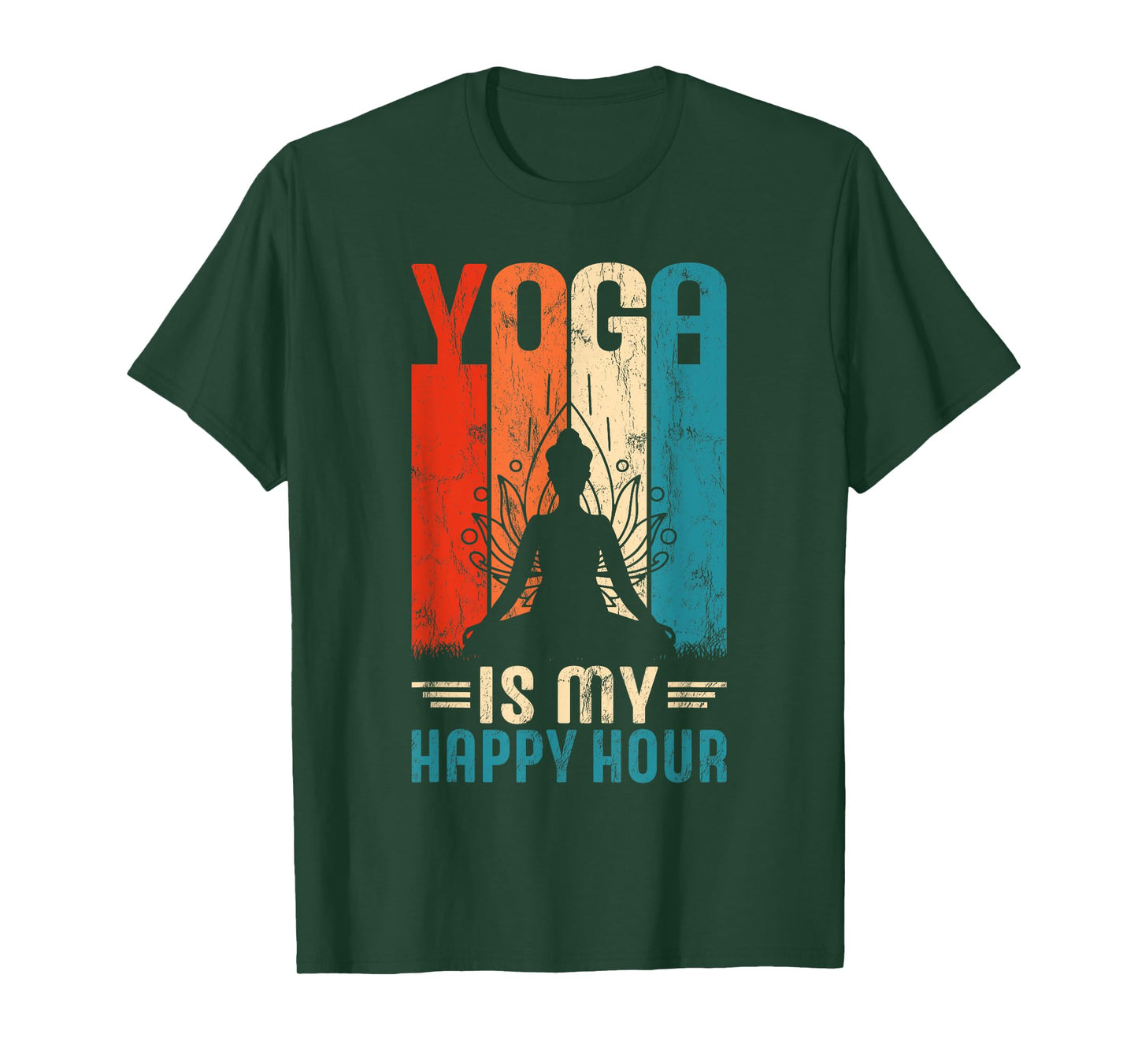 Retro Yoga Graphic Funny Saying Yoga Is My Happy Hour T-Shirt
