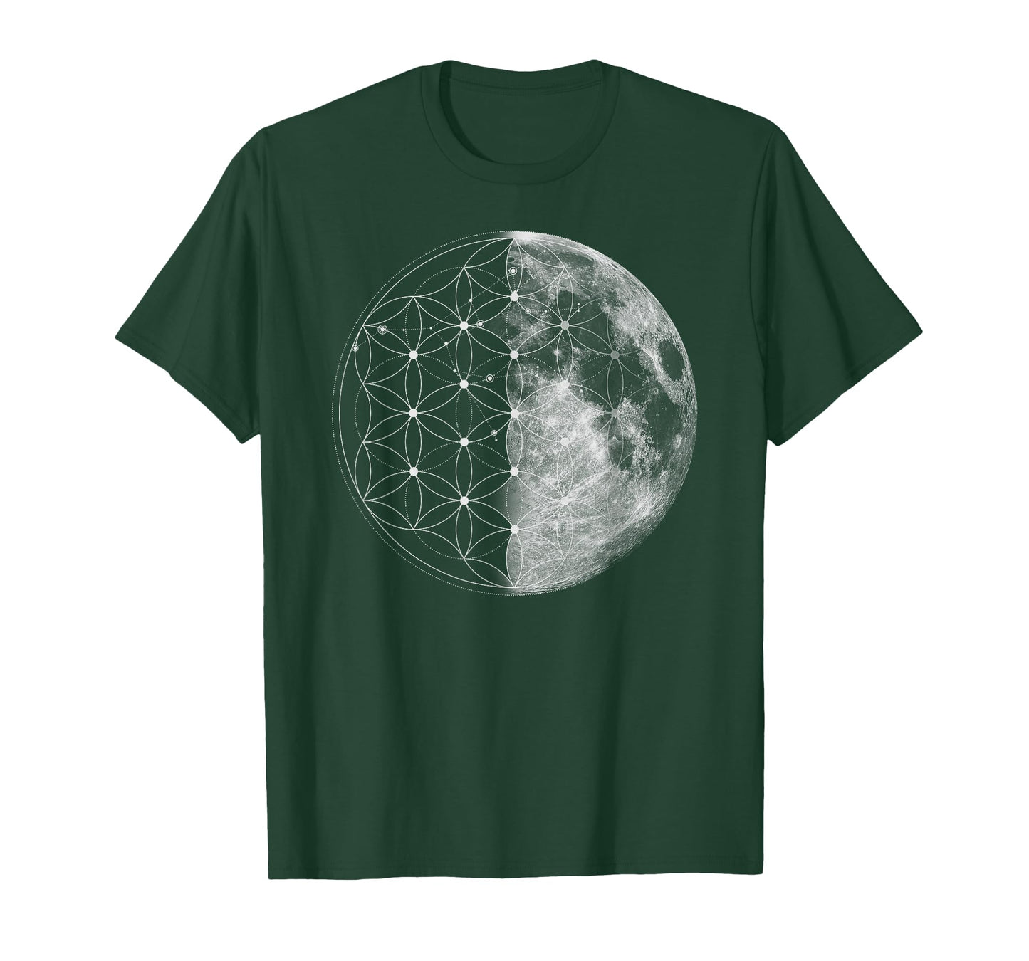 The Dharma Store - Flower of Life Moon - Sacred Geometry T-Shirt
