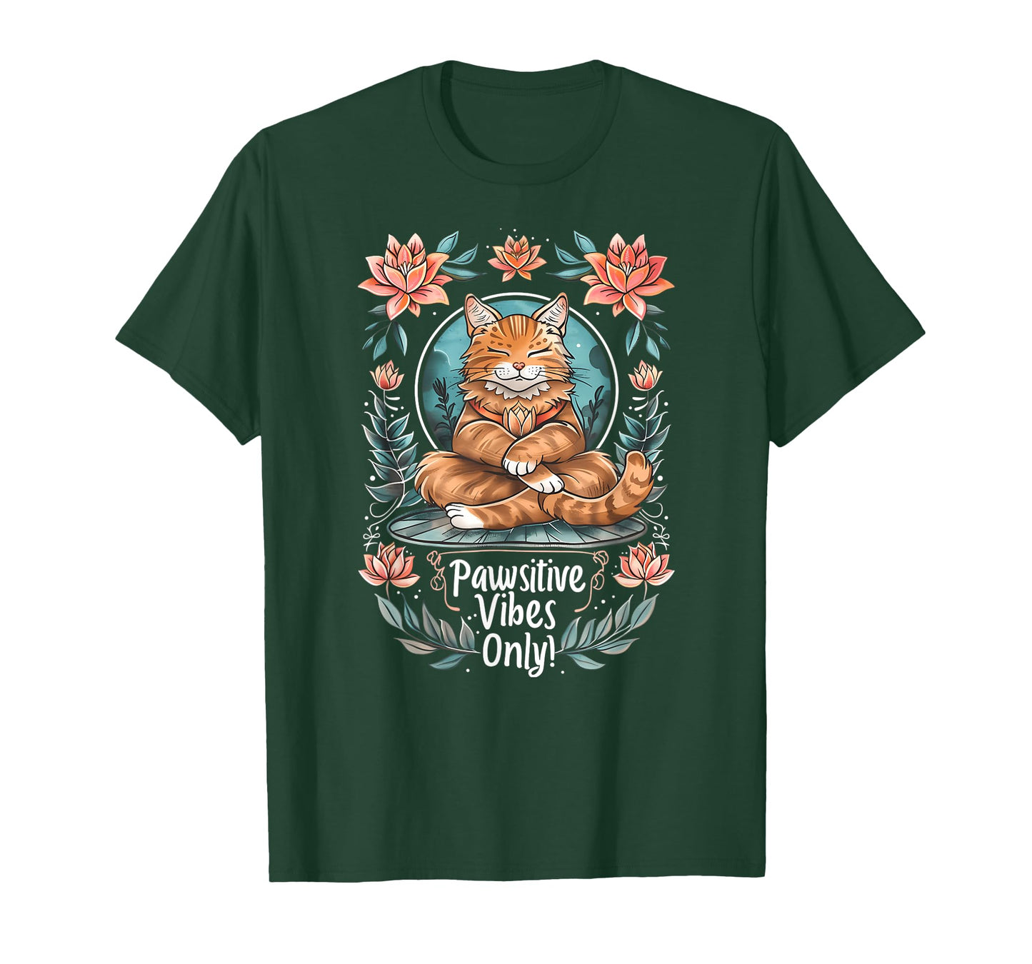 Pawsitive Vibes Only Yoga Poses Kitten Cat Men Women T-Shirt
