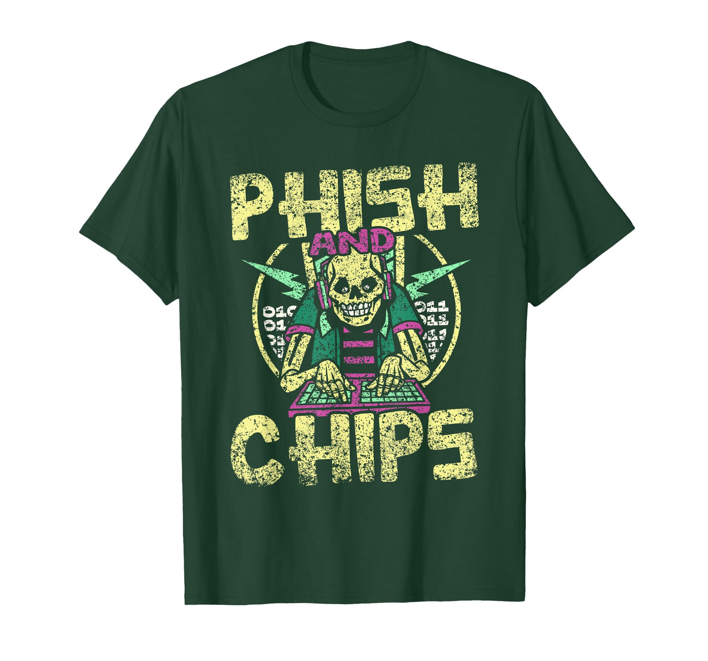 Phish And Chips Hacking Hack It Computer Hacker T-Shirt