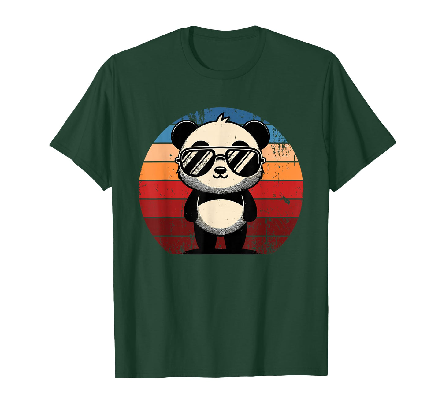 Retro Panda in Sunglasses BBQ Pool Party Funny Panda T-Shirt
