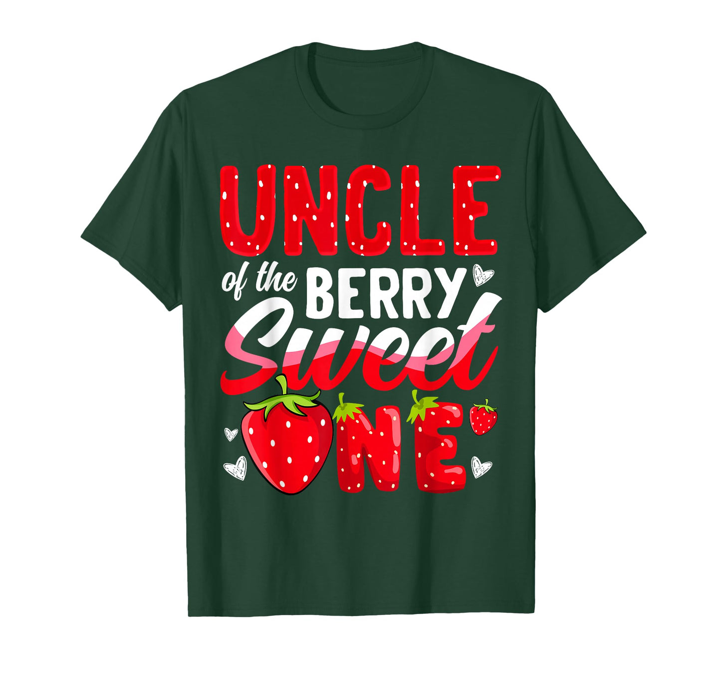 Uncle Of The Berry Sweet One Strawberry 1st Birthday T-Shirt