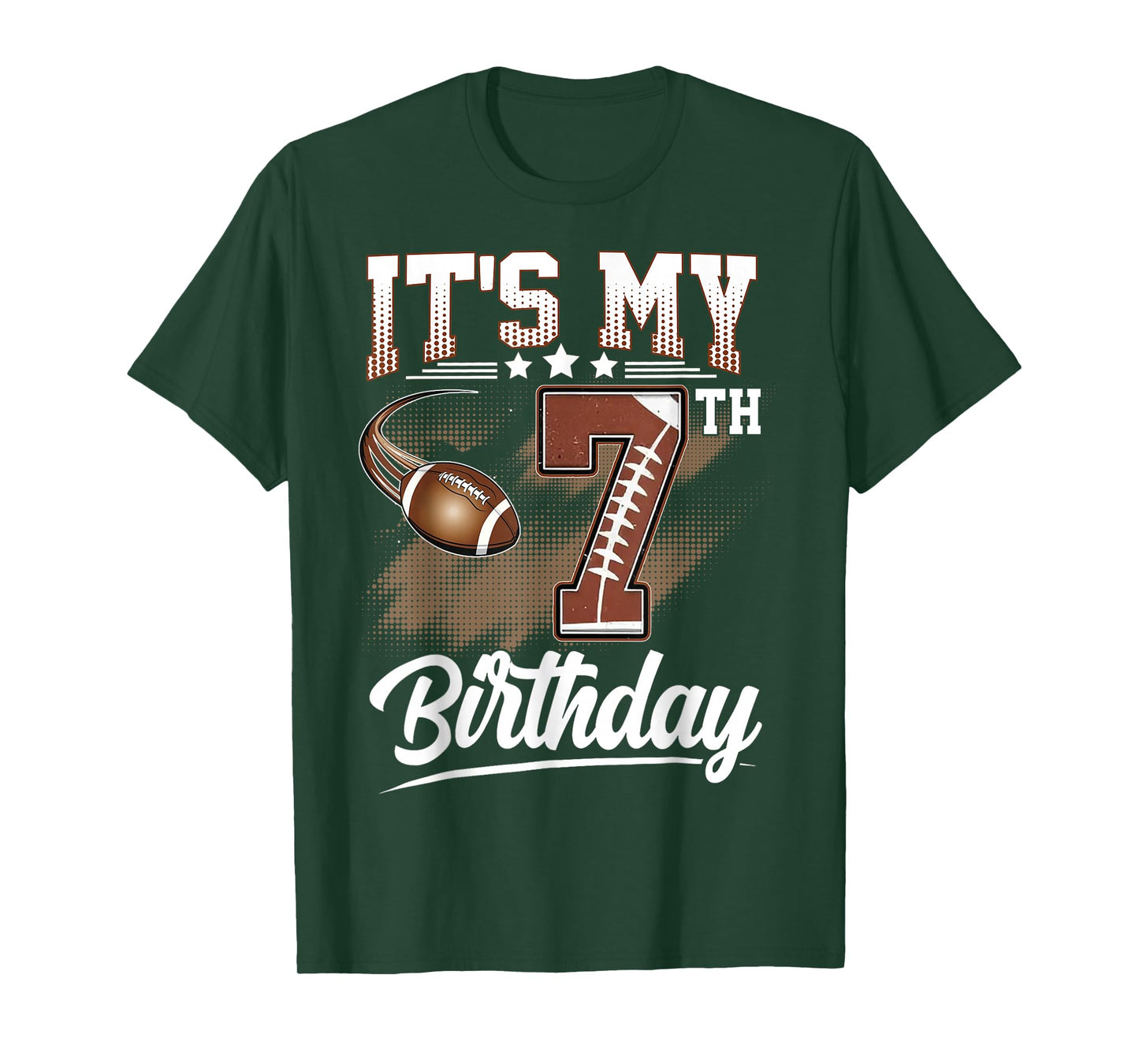 Kids 7 Year Old It's My 7th Birthday Football Themed Party T-Shirt