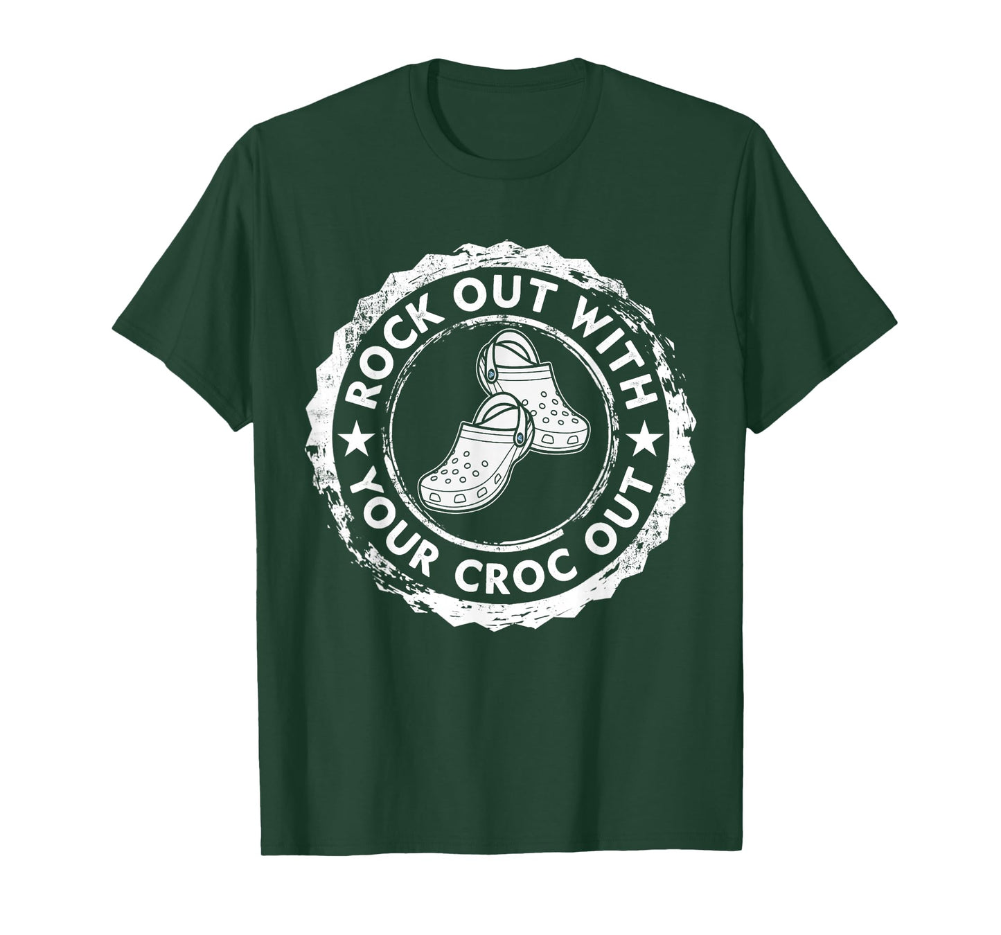 Distressed Retro Rock Out With Your Croc Out Nurse Tee T-Shirt
