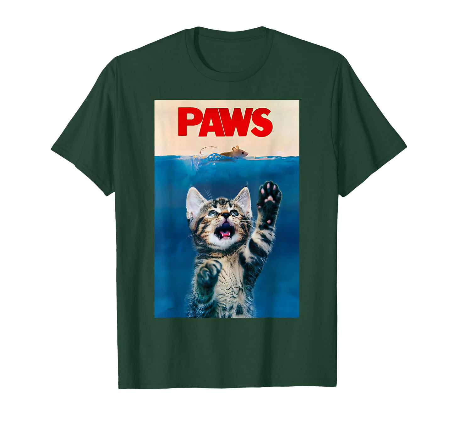 PAWS Funny Cat parody cat Lover Gift Kitten Shark Mouse meow T-Shirt