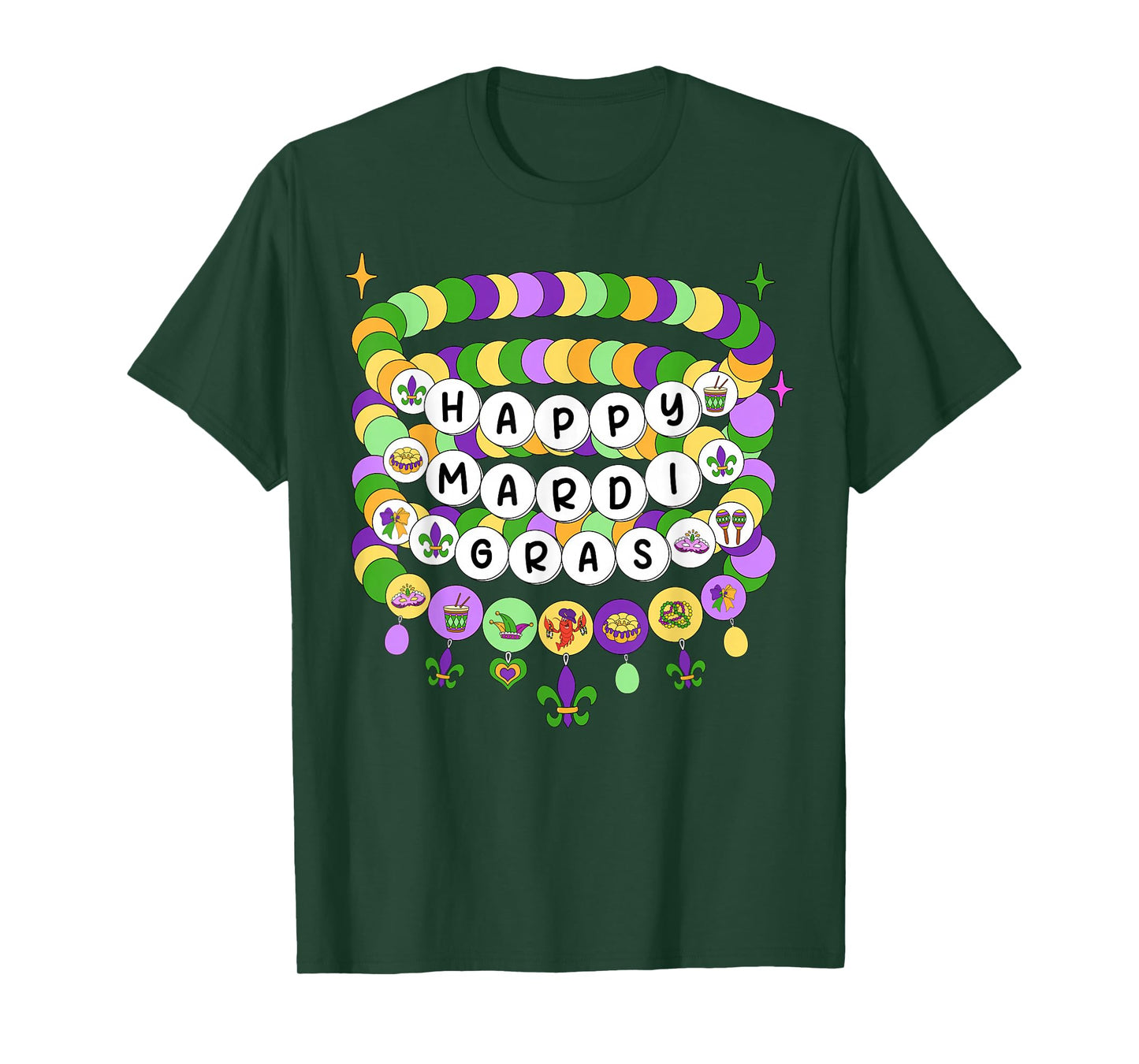 Mardi Gras Friendship Bracelet Mardi Gras Beads Kids Girls T-Shirt