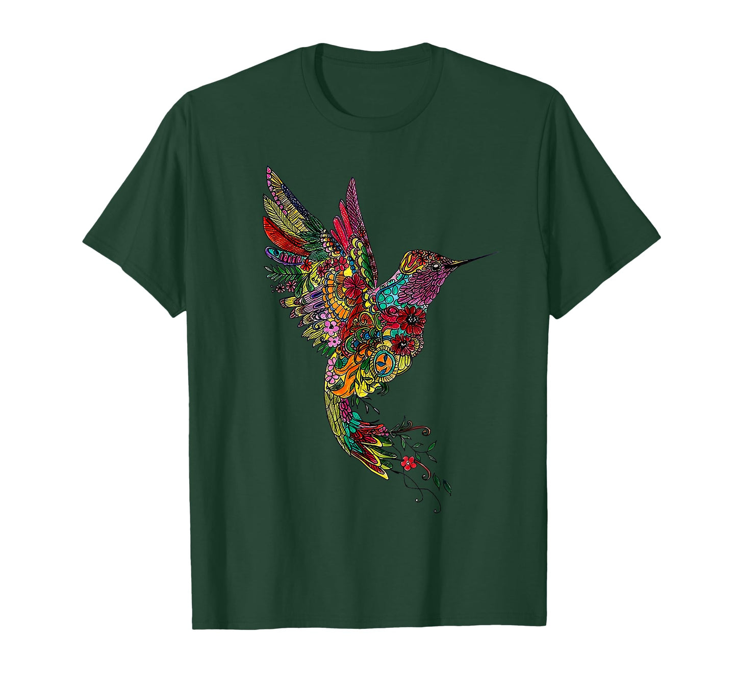 Mandala Hummingbird Graphic Yoga Art Spiritual Meditation T-Shirt
