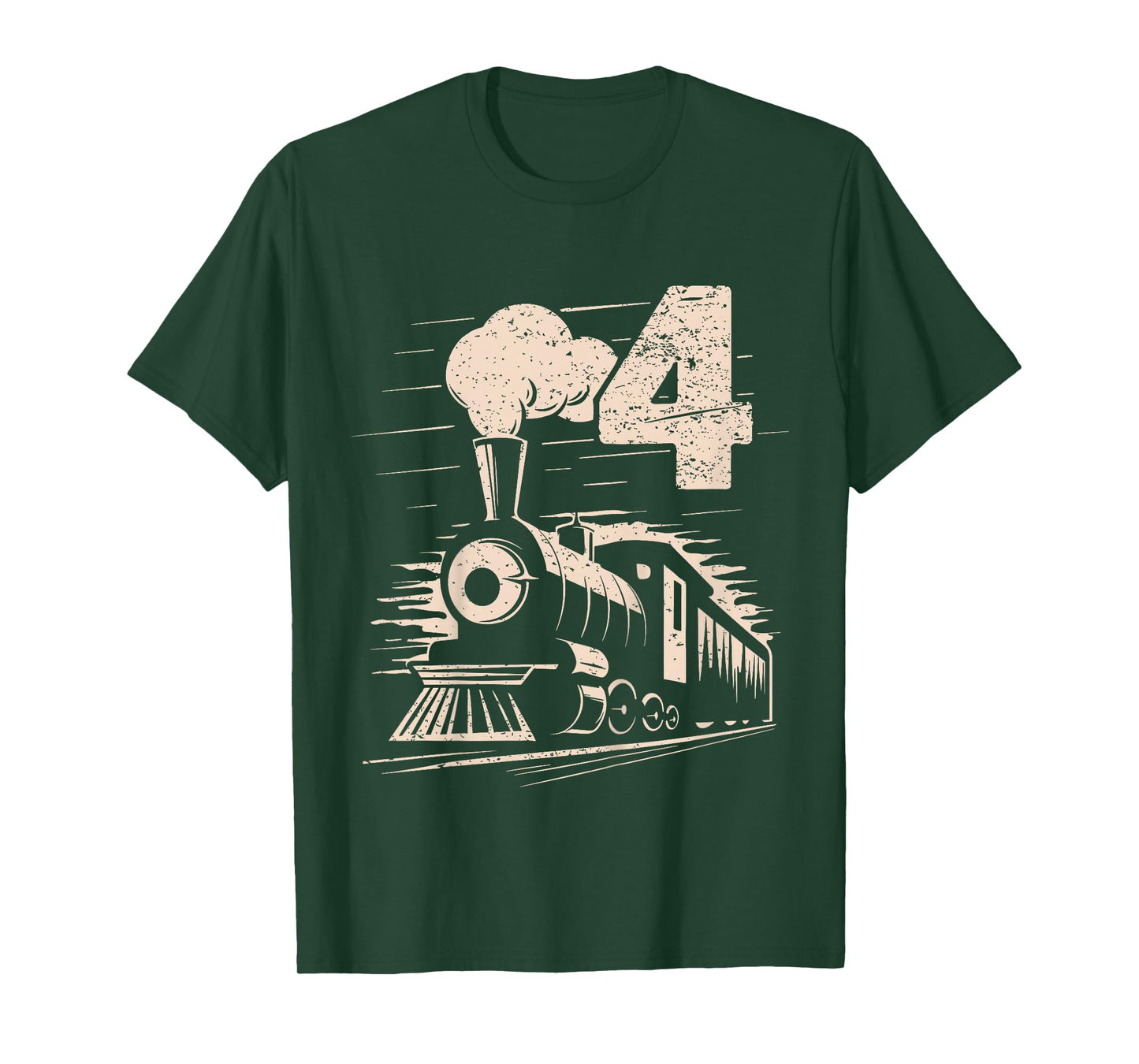 Funny Vintage 4th Train Birthday Boy Girl 4 Year Old T-Shirt