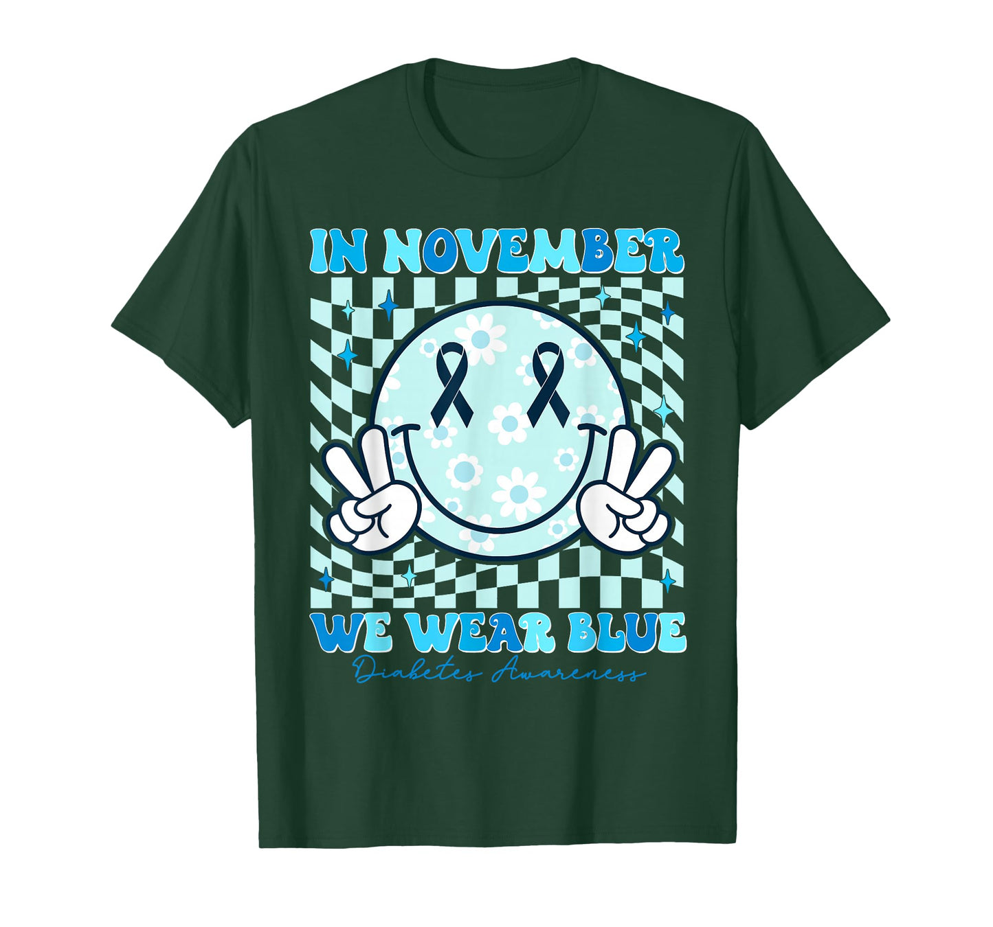 In November We Wear Ribbon Blue Diabetes Awareness Woman Men T-Shirt
