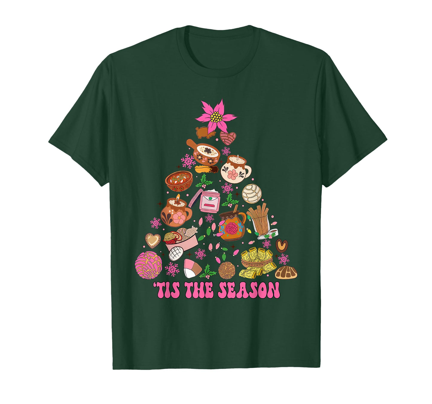 Tis The Season Mexican Christmas Tree Tamales Pan Dulce T-Shirt