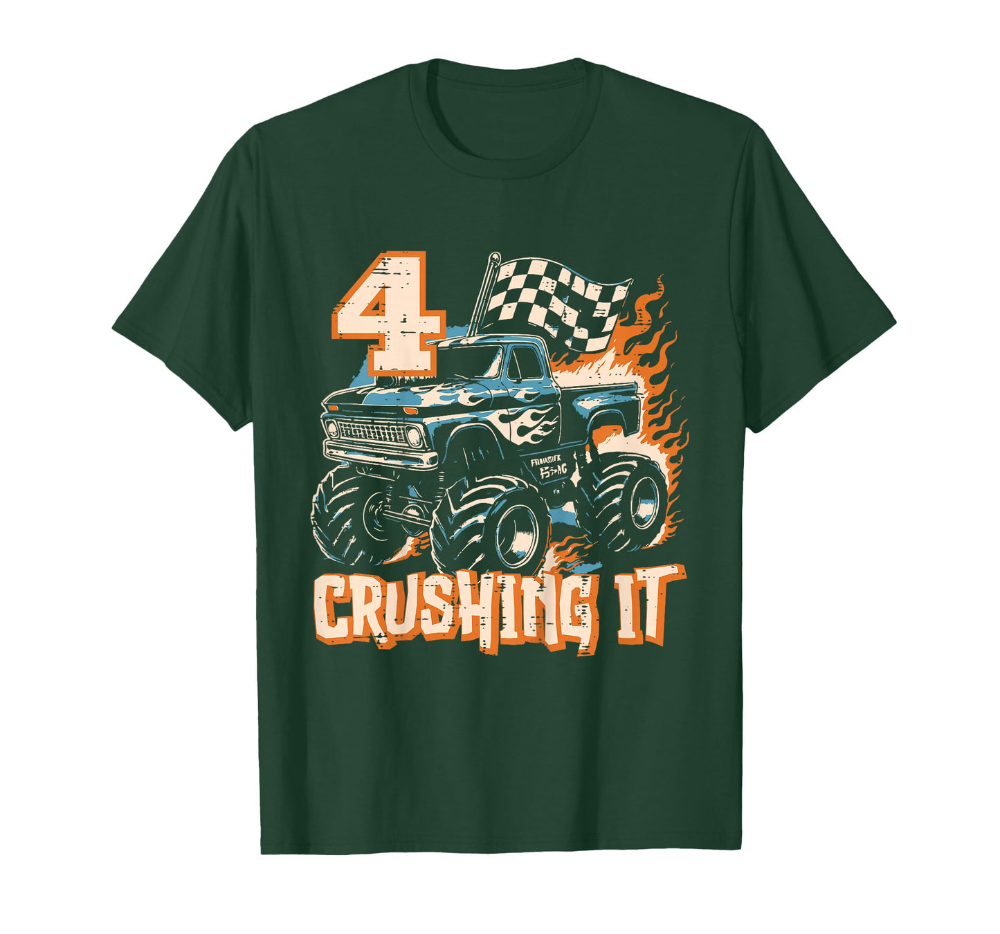 Kids 4 Crushing It Monster Truck Cool 4th Birthday Bday Boys Kids T-Shirt